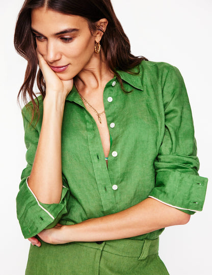 Sienna Linen Shirt-Paradise Green