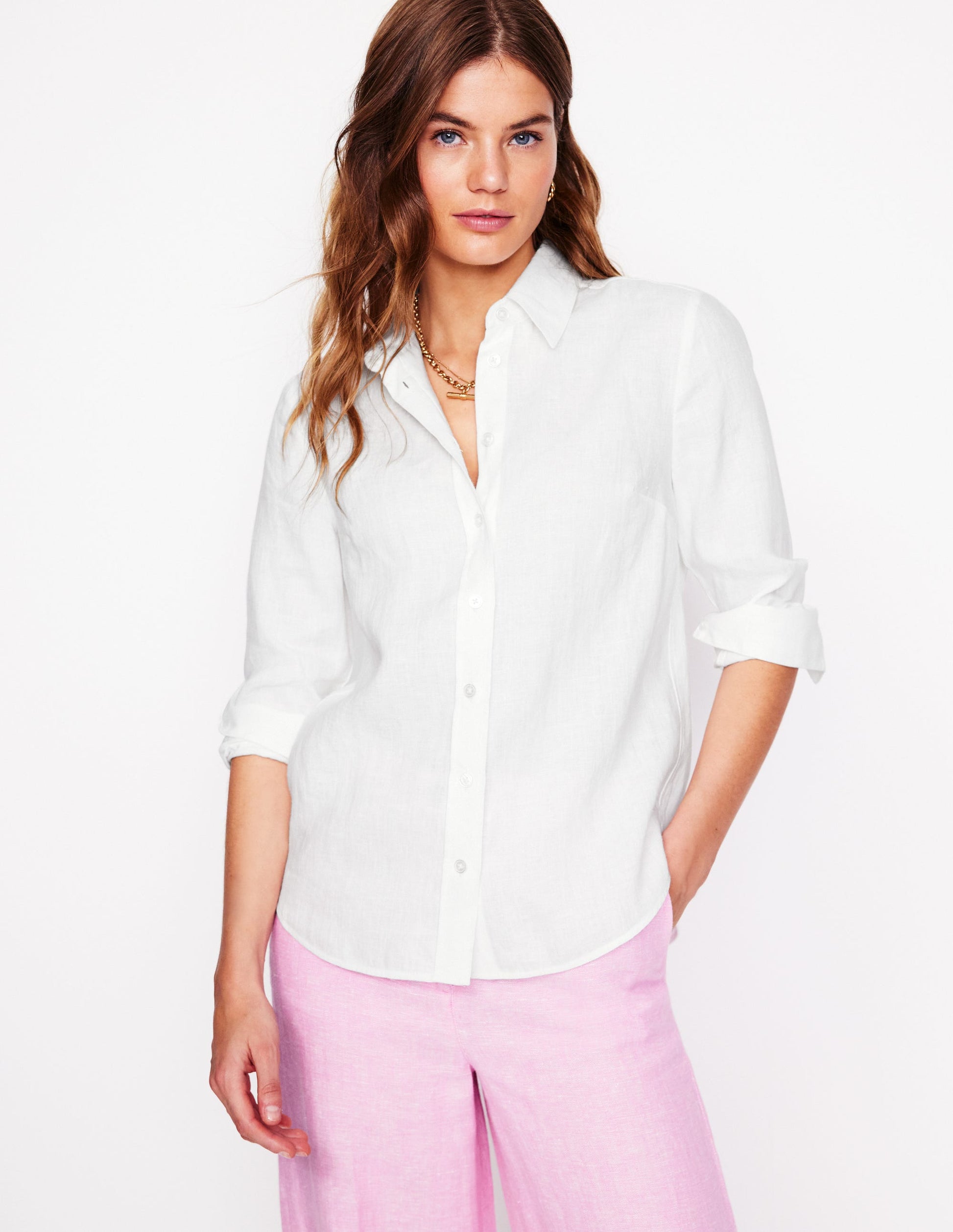 Boden Women's Sienna Linen Shirt in White | Size 16/18 Boden Women's Sienna Linen Shirt in White | Size 16/18