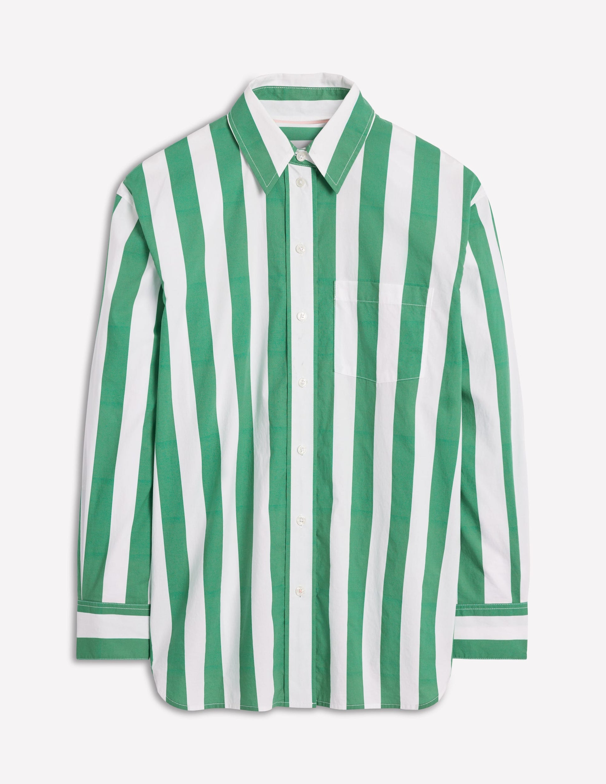 Sadie Relaxed Cotton Shirt-Rich Emerald Wide Stripe-6