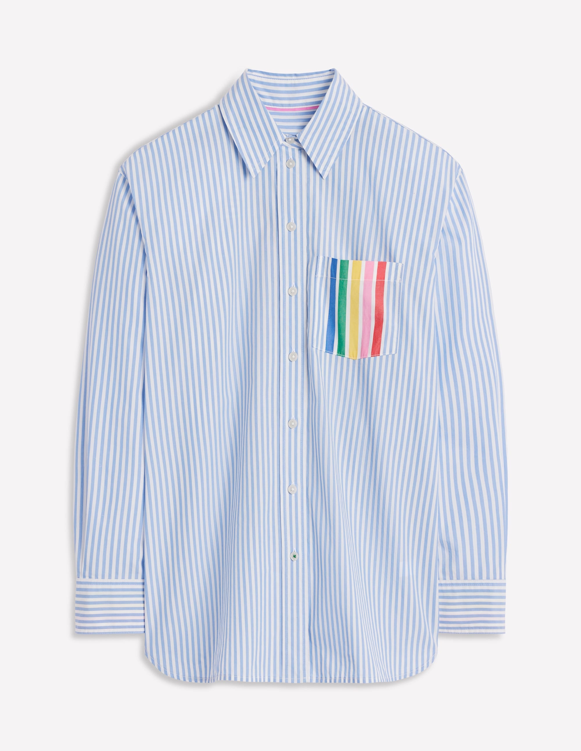 Sadie Relaxed Cotton Shirt-Rainbow Stripe Placement - Image 9