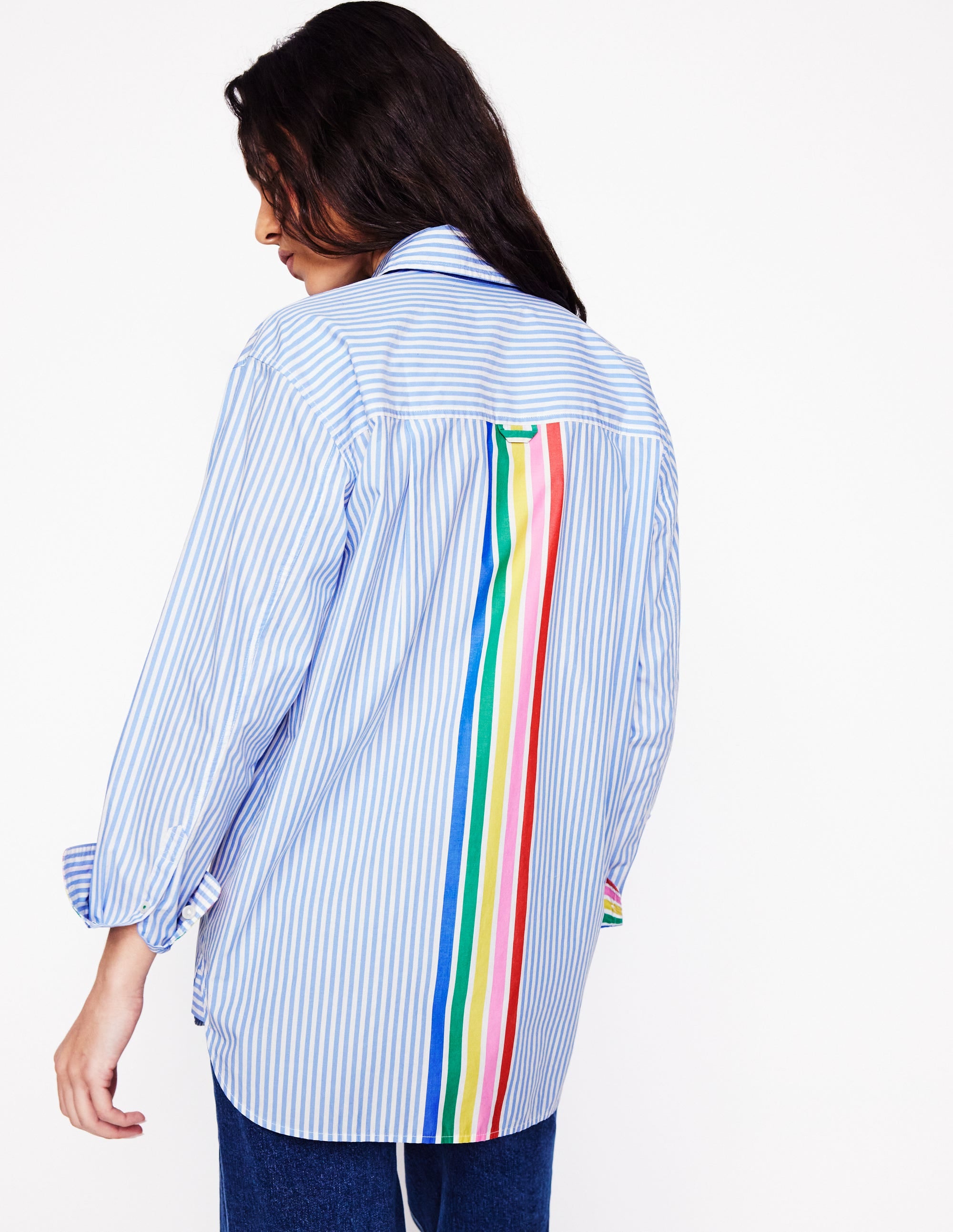 Sadie Relaxed Cotton Shirt-Rainbow Stripe Placement - Image 4