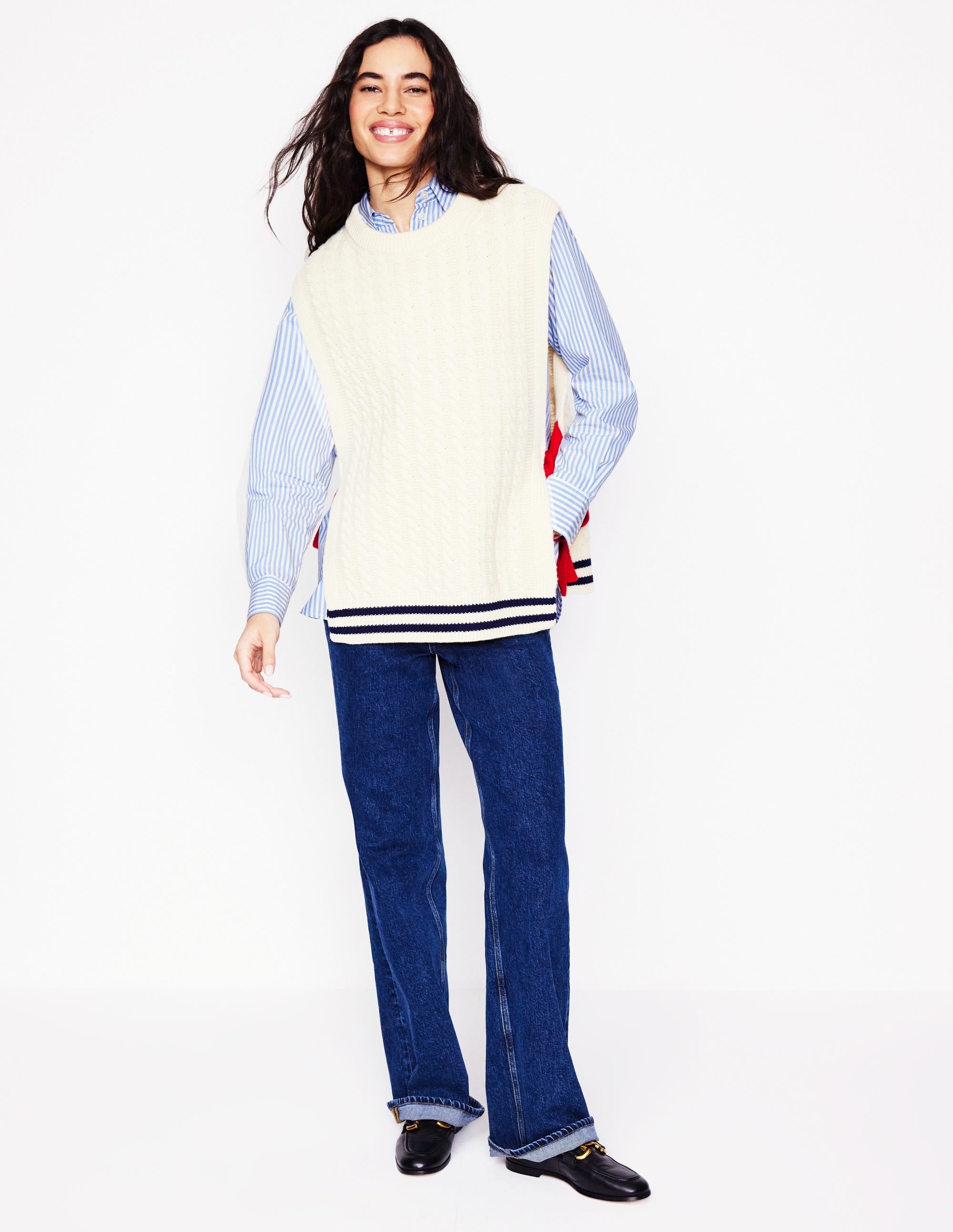 Sadie Relaxed Cotton Shirt-Rainbow Stripe Placement - Image 6