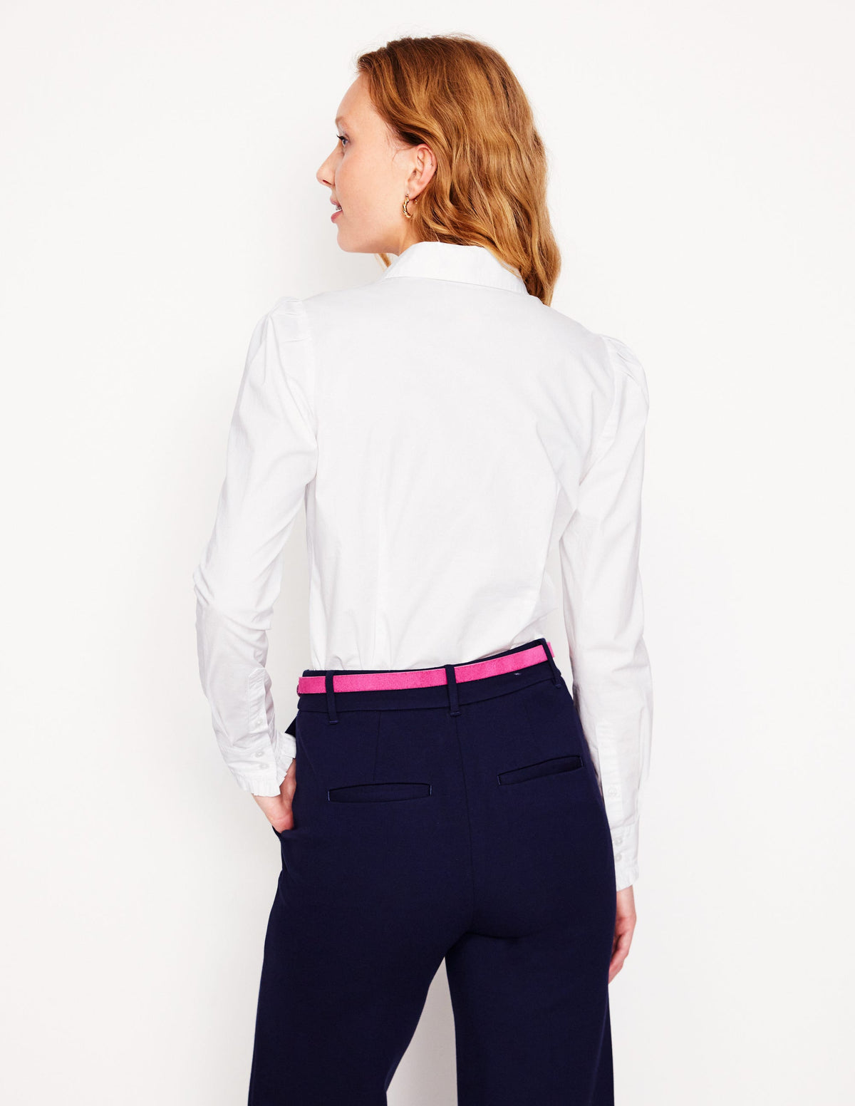 Cara Stretch Cotton Shirt-White - Image 3