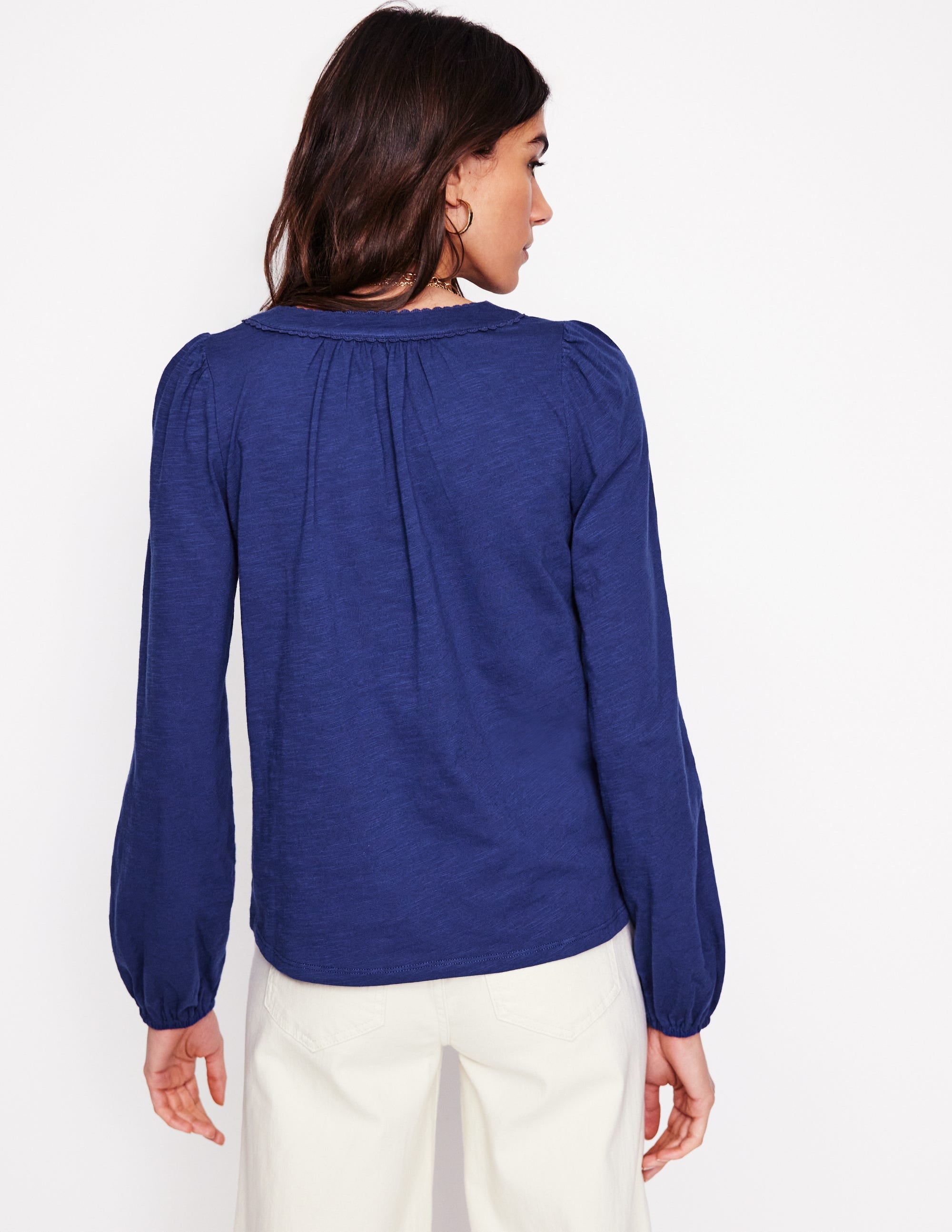 Ava Long Sleeve Trim Top-Starboard Blue - Image 3