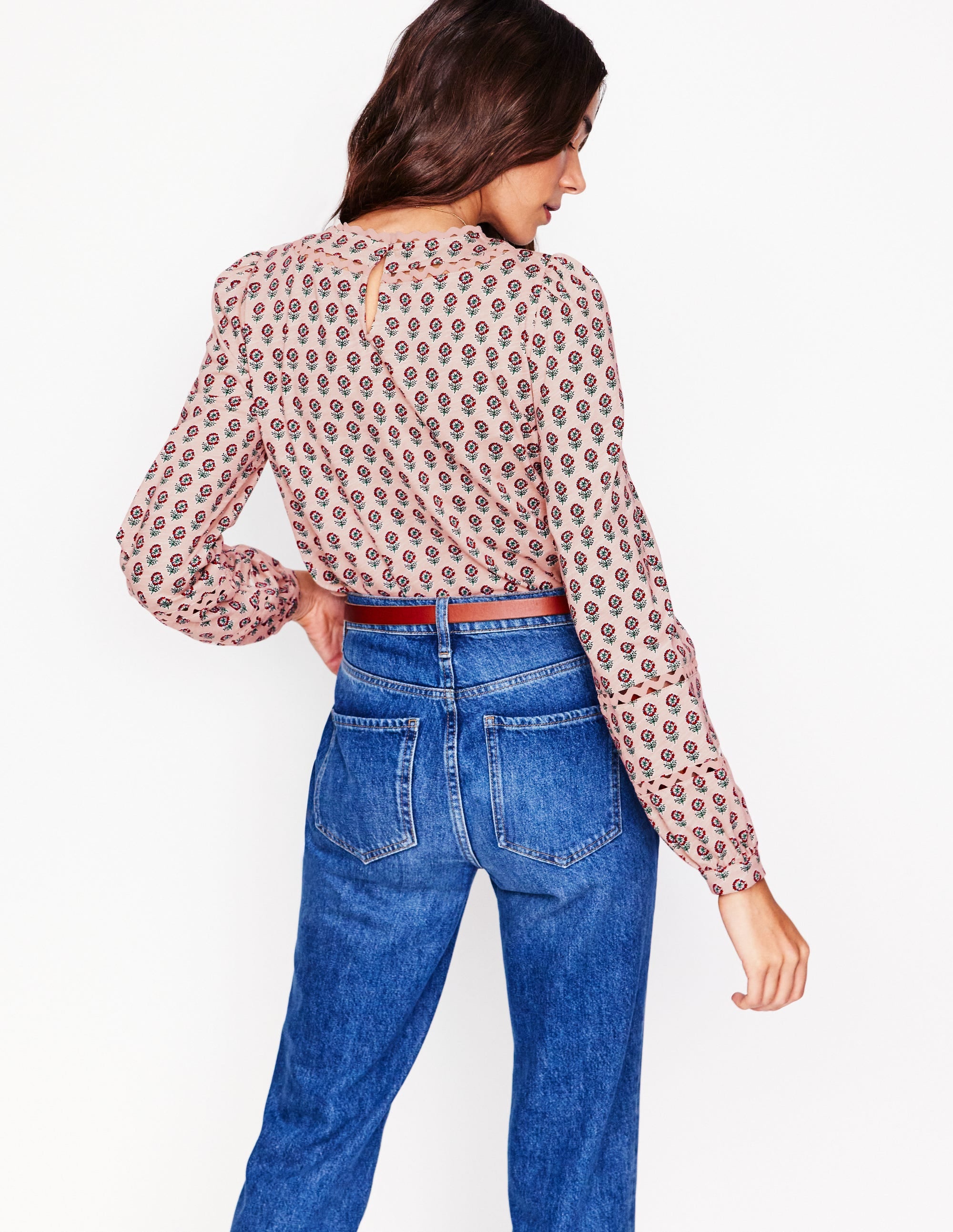 Daisy Long Sleeve Top-Milkshake, Camellia Stamp - Image 3