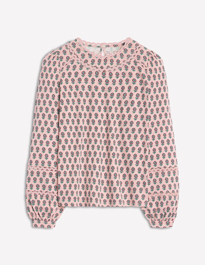 Daisy Long Sleeve Top-Milkshake, Camellia Stamp-5