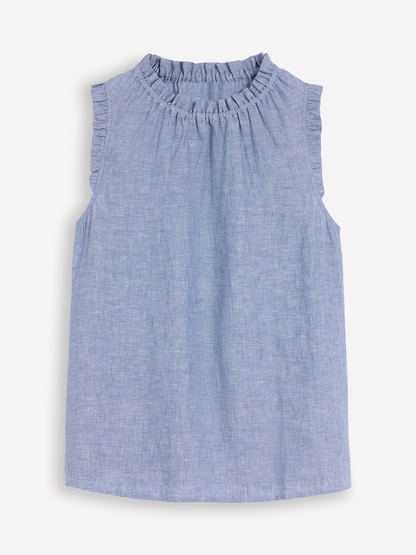 Sophie Ruffle Linen Top-Chambray