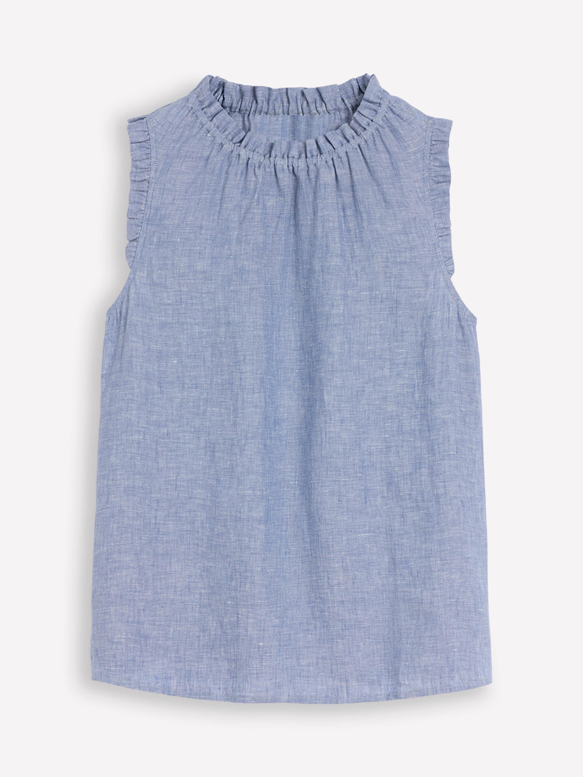 Sophie Ruffle Linen Top-Chambray - Image 5