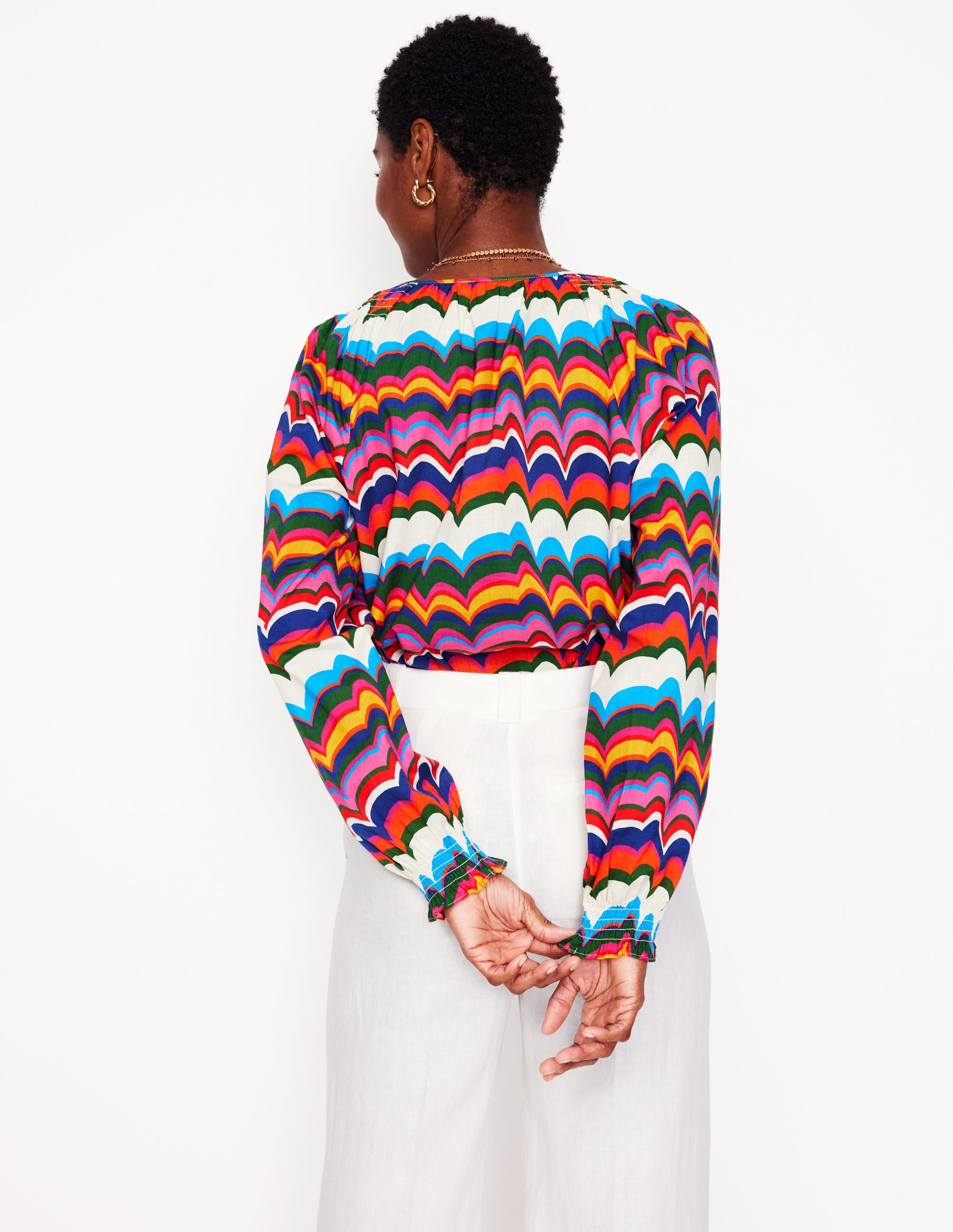 Easy Cotton Blouse-Multi, Abstract Wave - Image 4