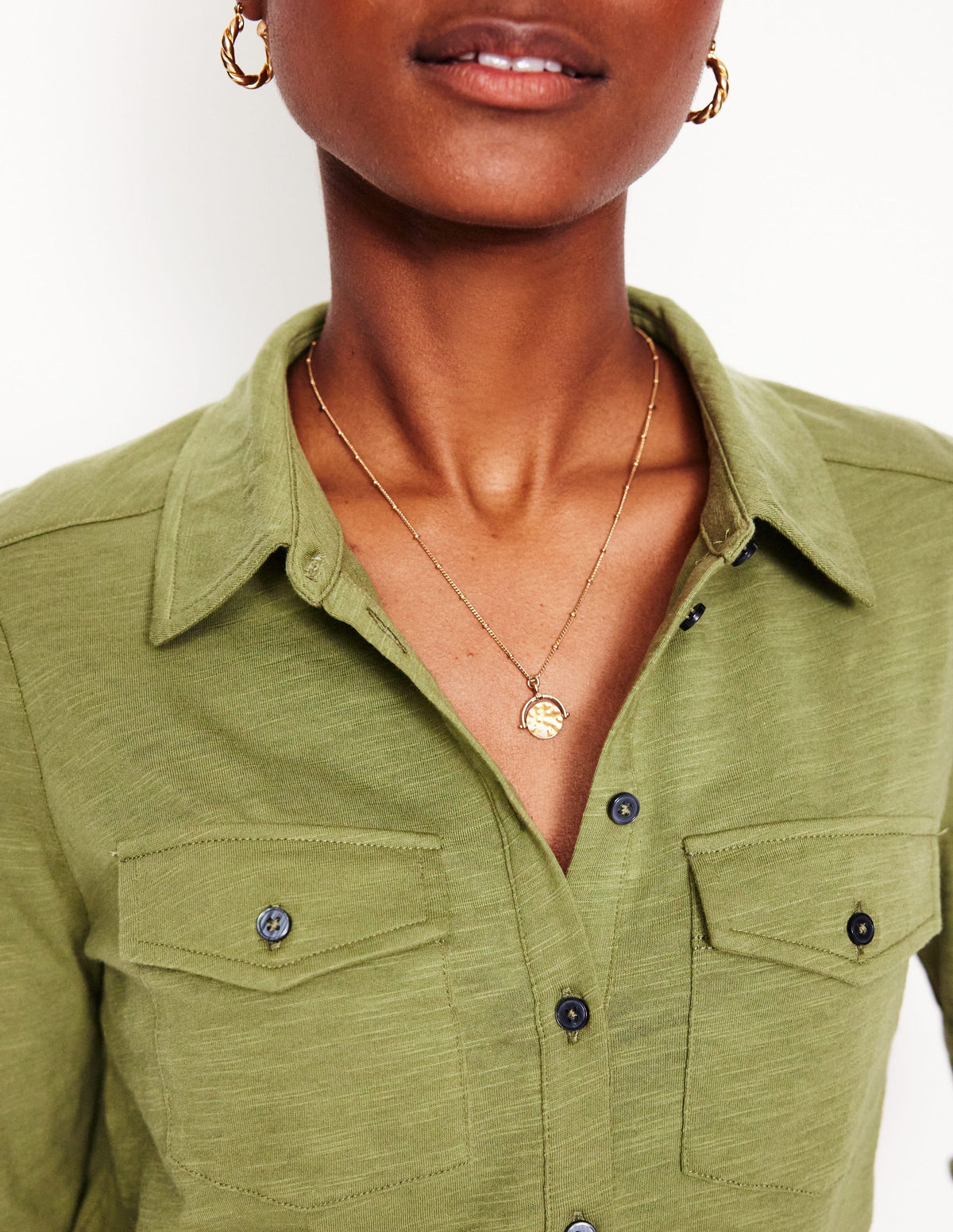 Amy Jersey Shirt-Soft Olive - Image 2