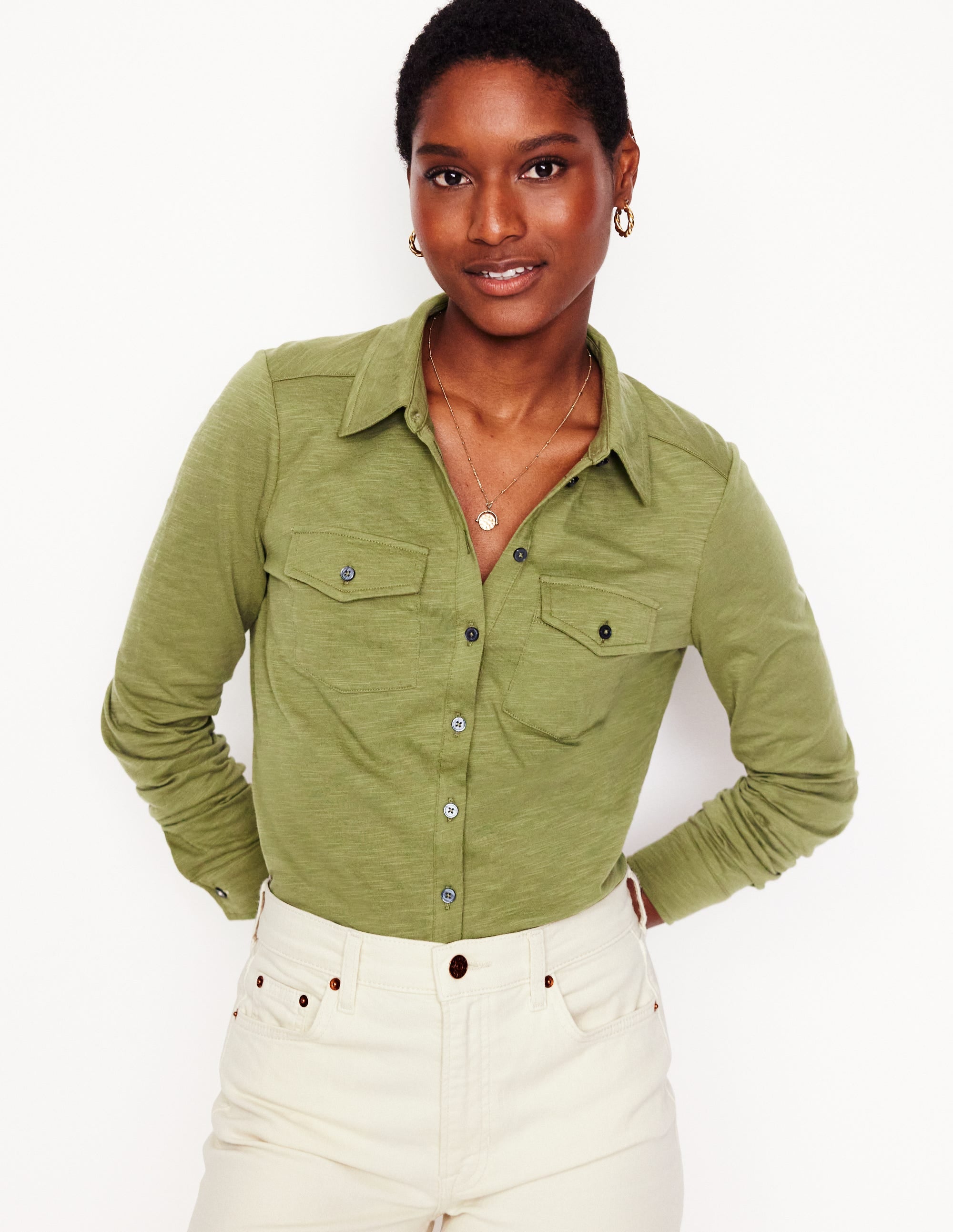 Amy Jersey Shirt-Soft Olive - Image 4