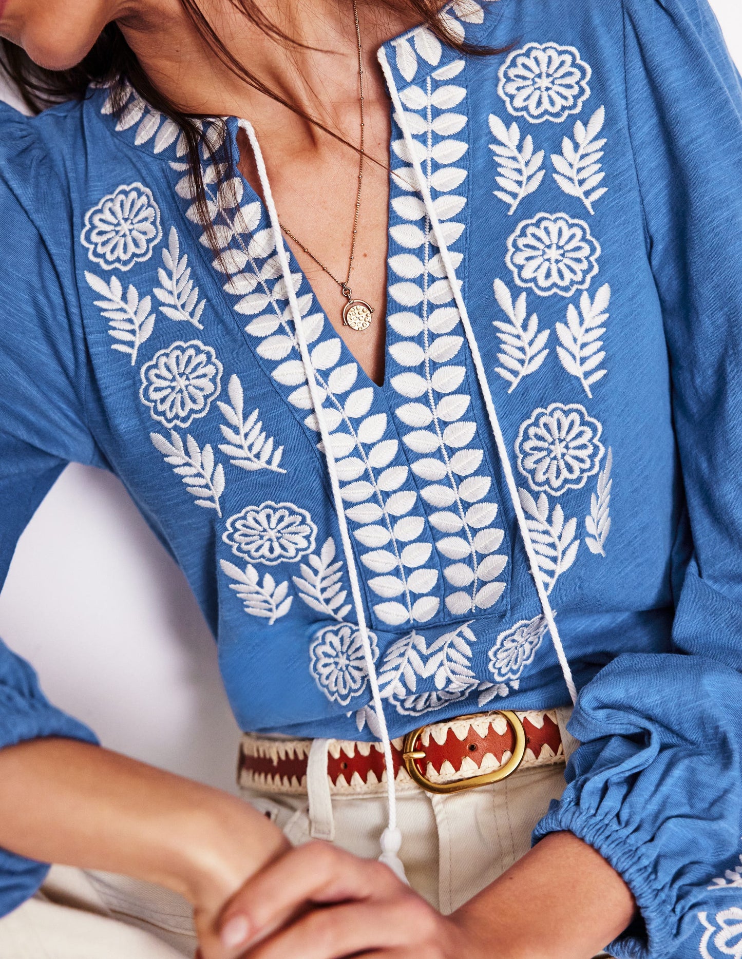 Nia Embroidered Top-Blue River