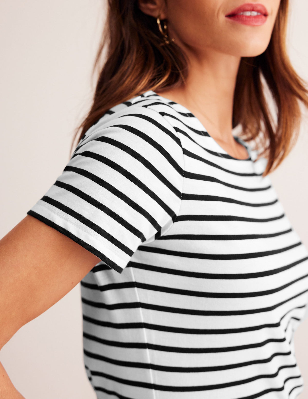 Ella Short Sleeve Breton-Ivory, Black - Image 2