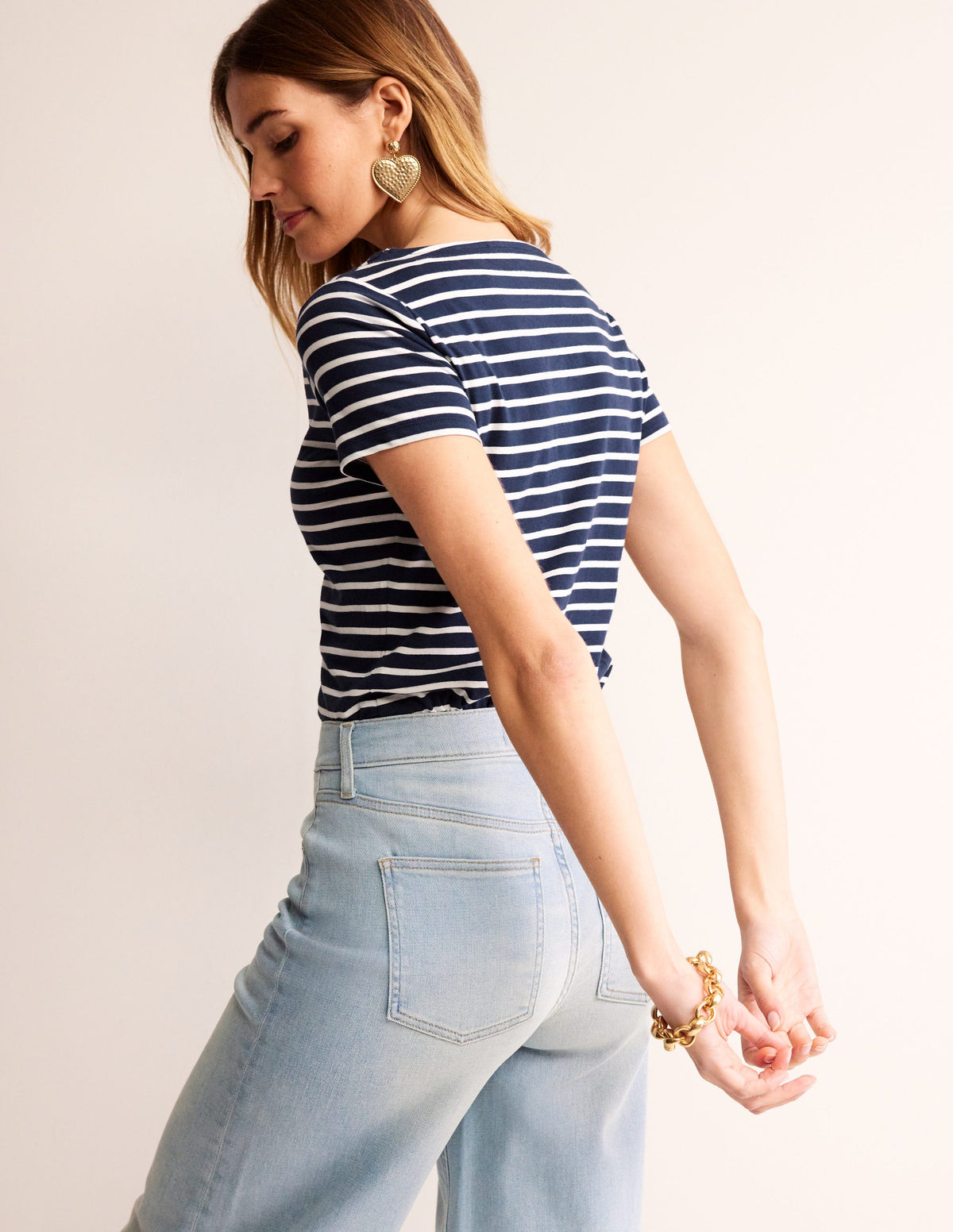 Ella Short Sleeve Breton-Navy, Ivory - Image 3