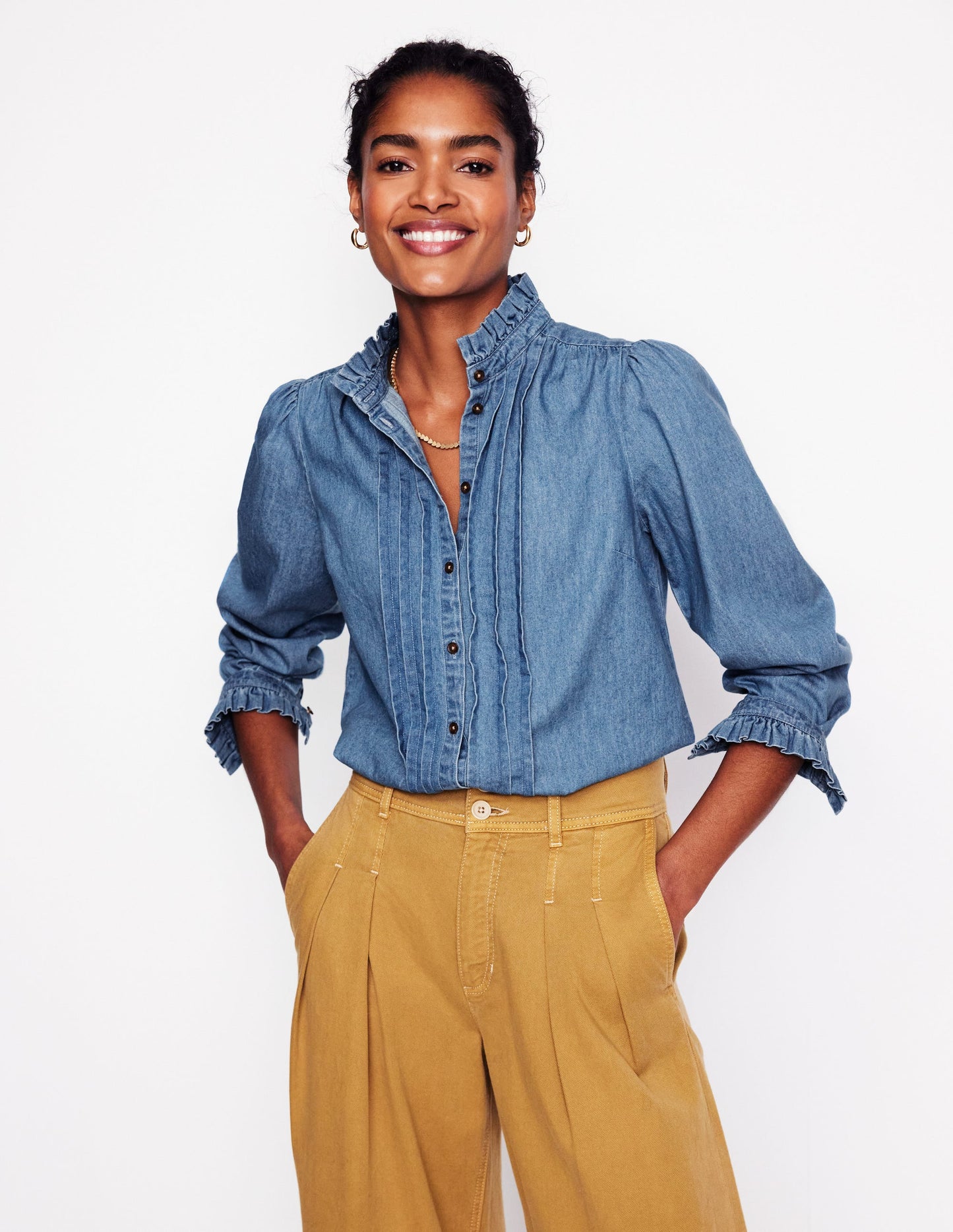 Felicity Denim Blouse-Light Authentic