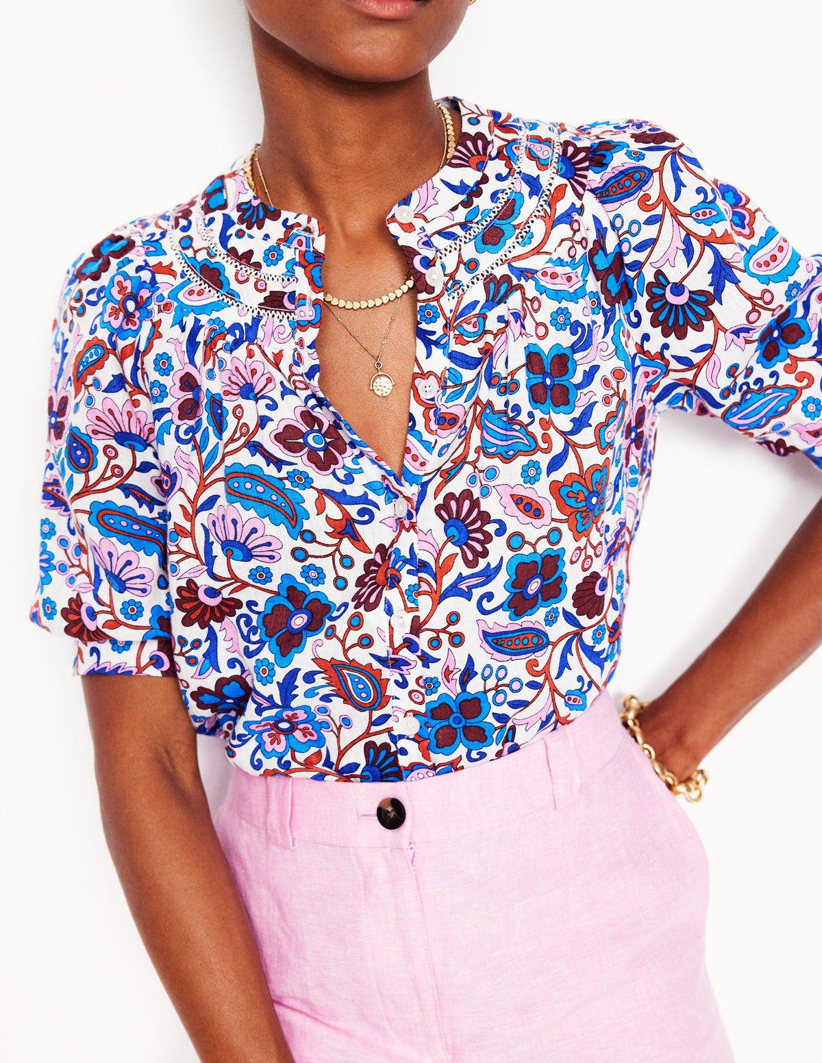 Bea Linen Top-Multi, Oriental Paradise - Image 2