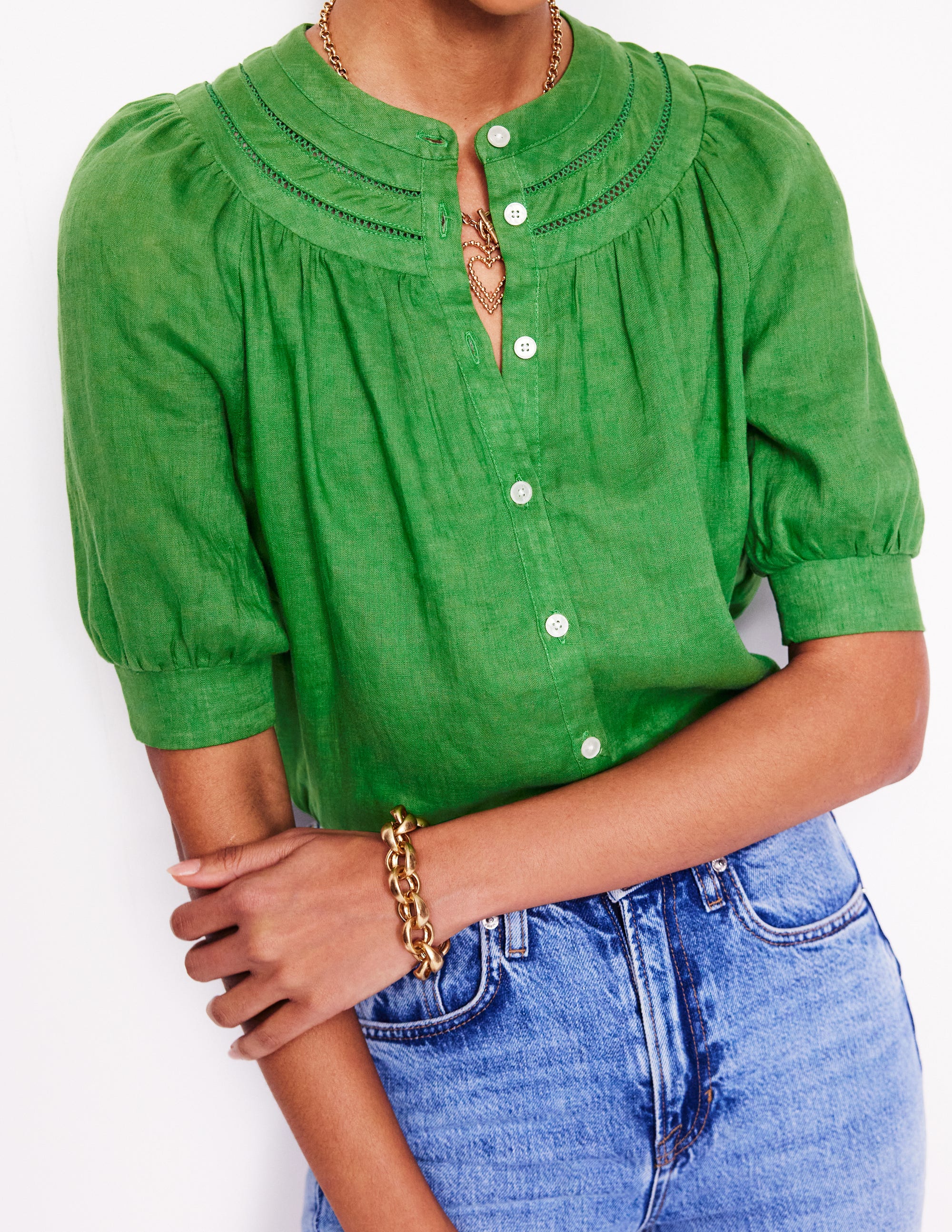 Bea Linen Top-Paradise Green - Image 2