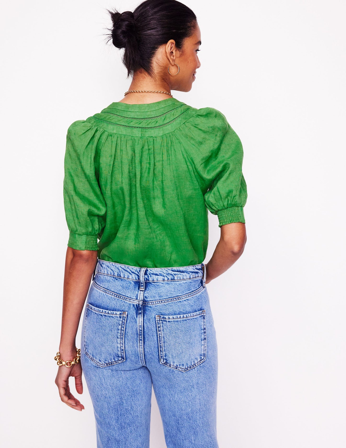 Bea Linen Top-Paradise Green