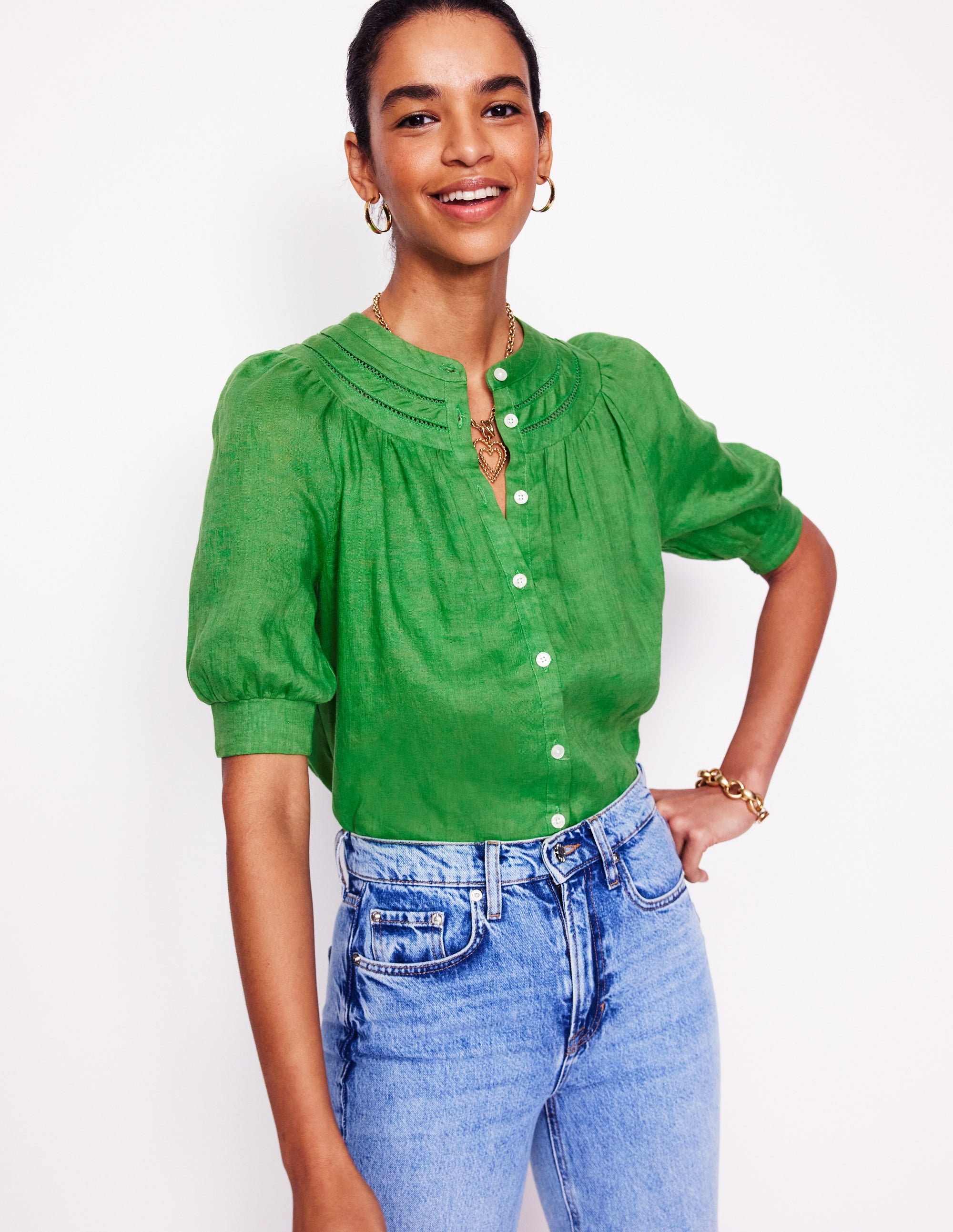Bea Linen Top-Paradise Green - Image 4