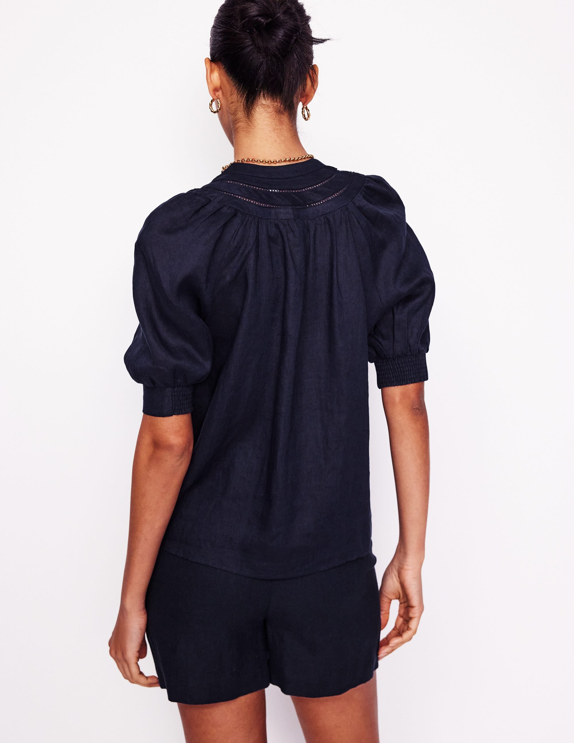 Bea Linen Top-Navy - Image 3