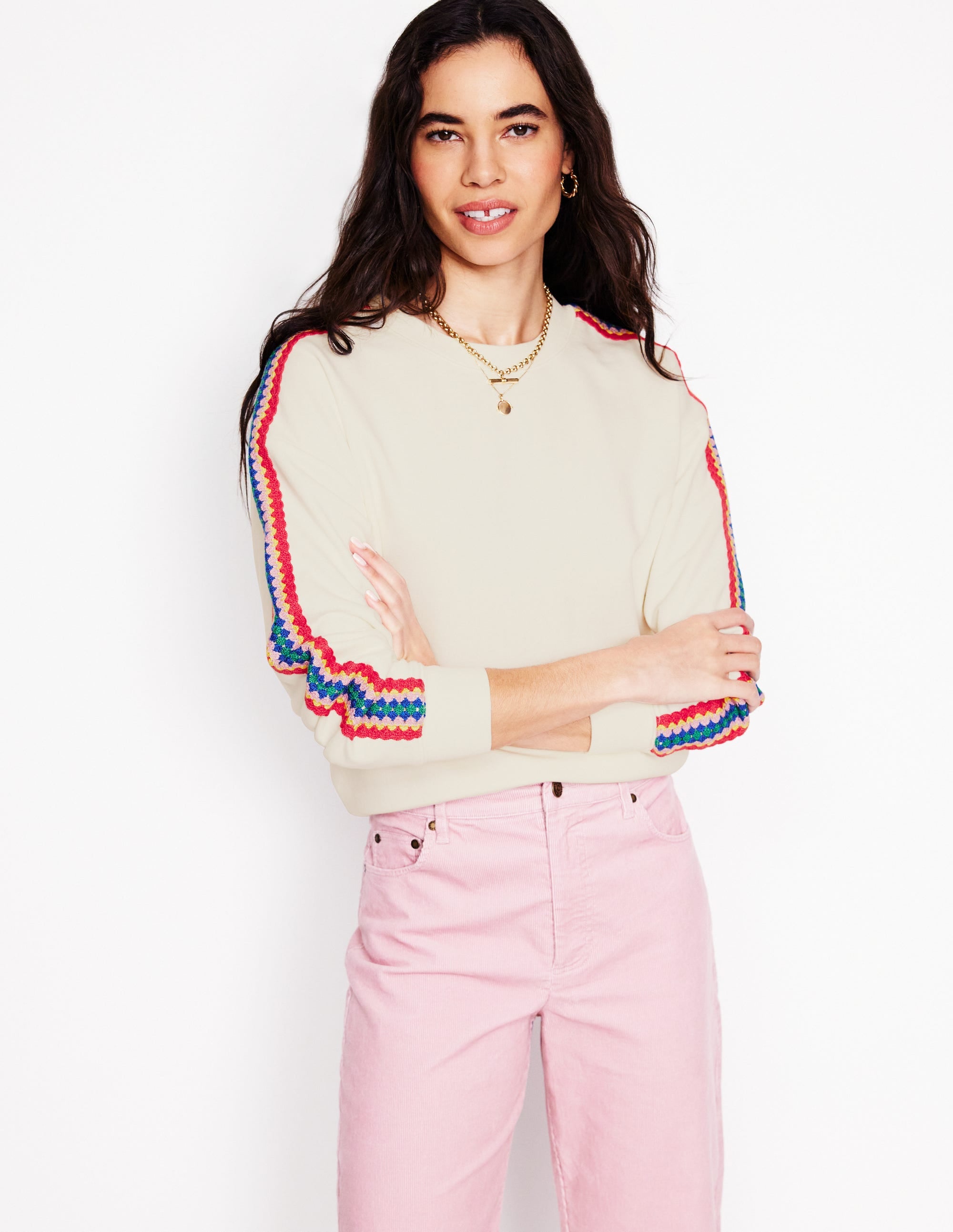 Emi Crochet Sweatshirt-Ivory - Image 1