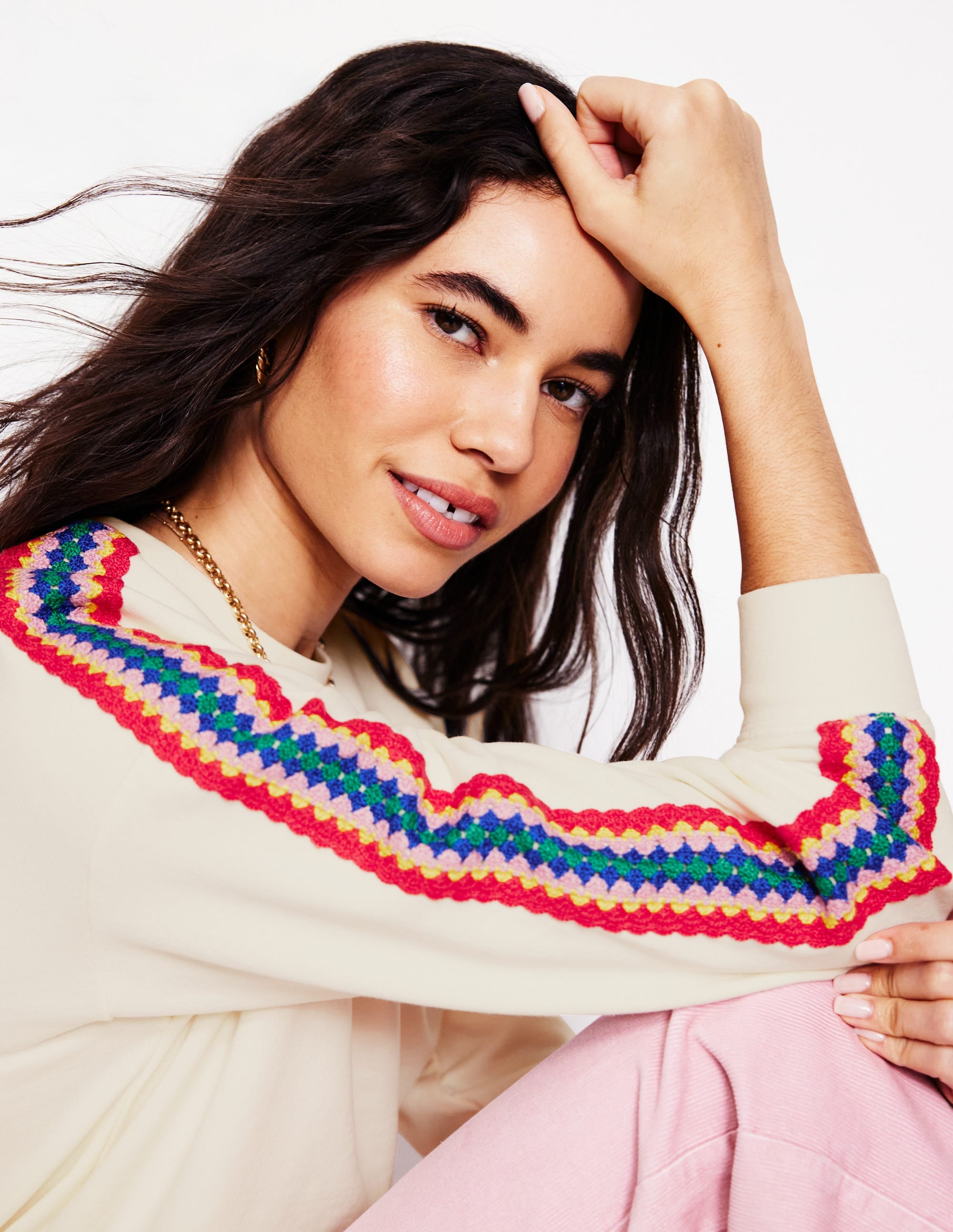 Emi Crochet Sweatshirt-Ivory - Image 2