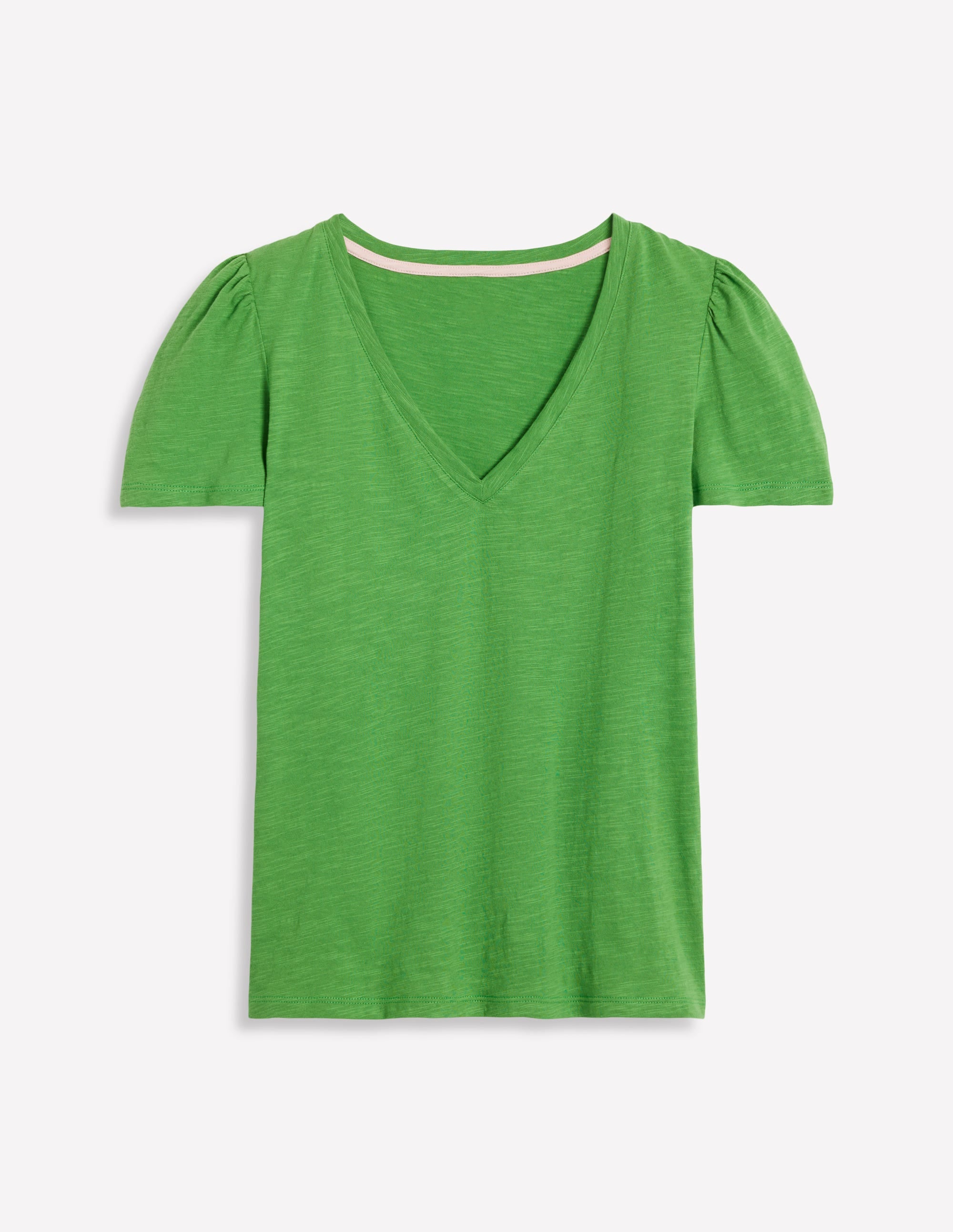 Sophie V-neck Slub T-shirt-Paradise Green - Image 5