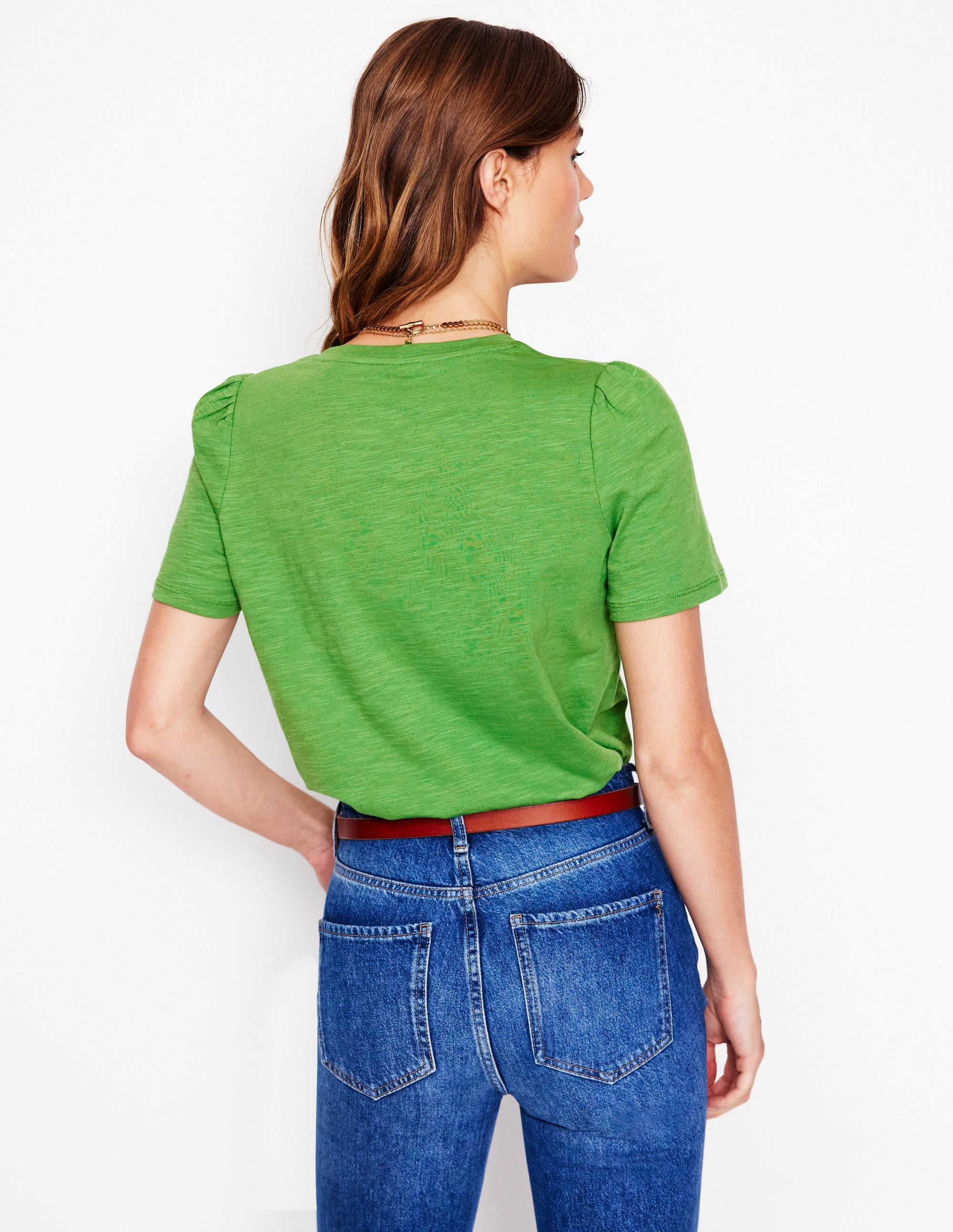 Sophie V-neck Slub T-shirt-Paradise Green - Image 3