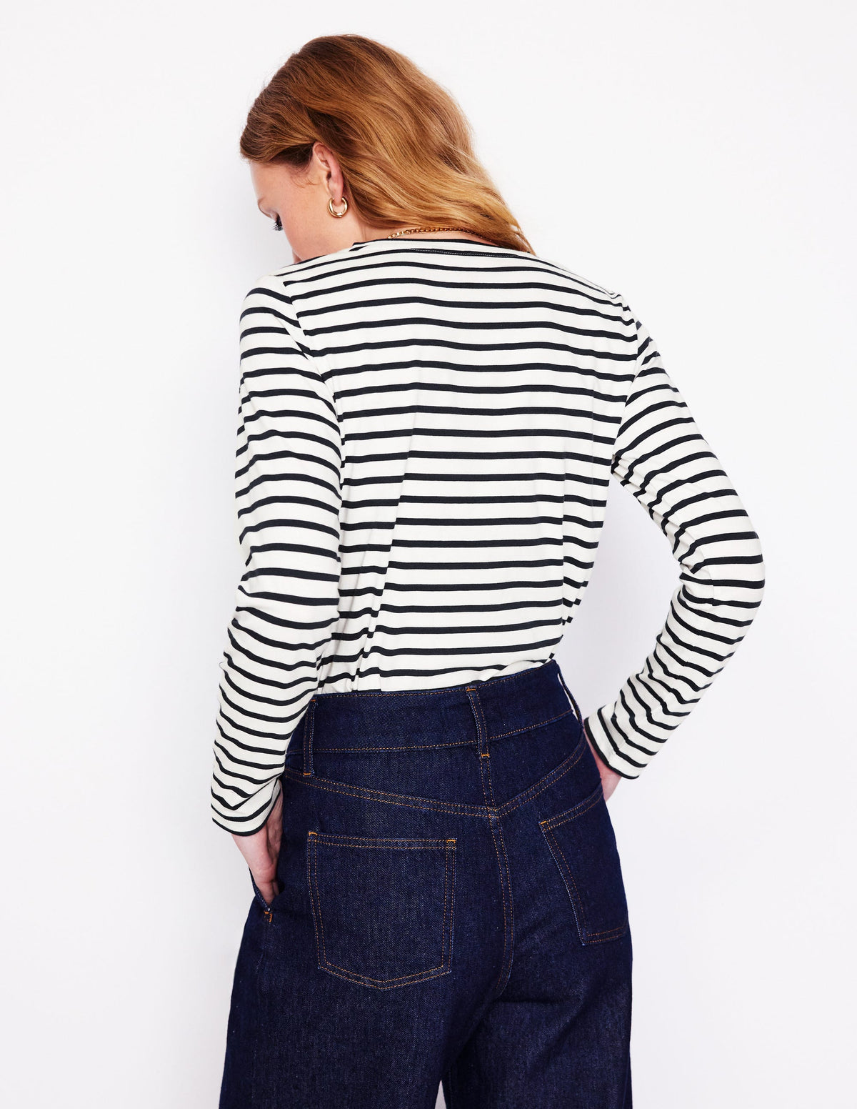 Novelty Long Sleeve Jersey Top-Ivory, Navy Cherries - Image 4