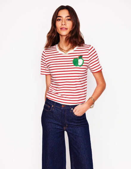 Relaxed Novelty T-Shirt-Ivory, Red Apple