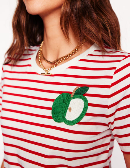 Relaxed Novelty T-Shirt-Ivory, Red Apple