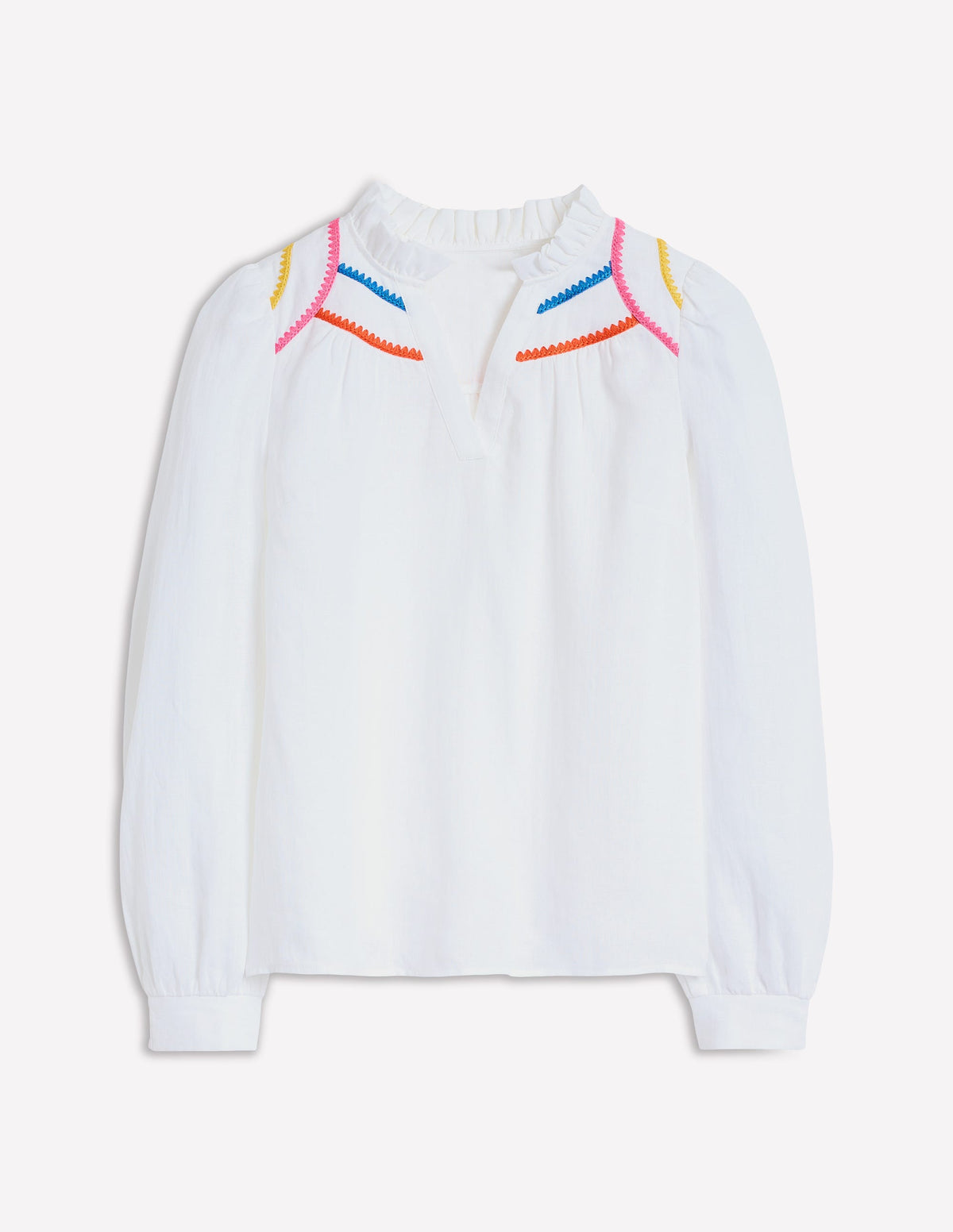 Grace Linen Top-White, Multi Stitch - Image 6