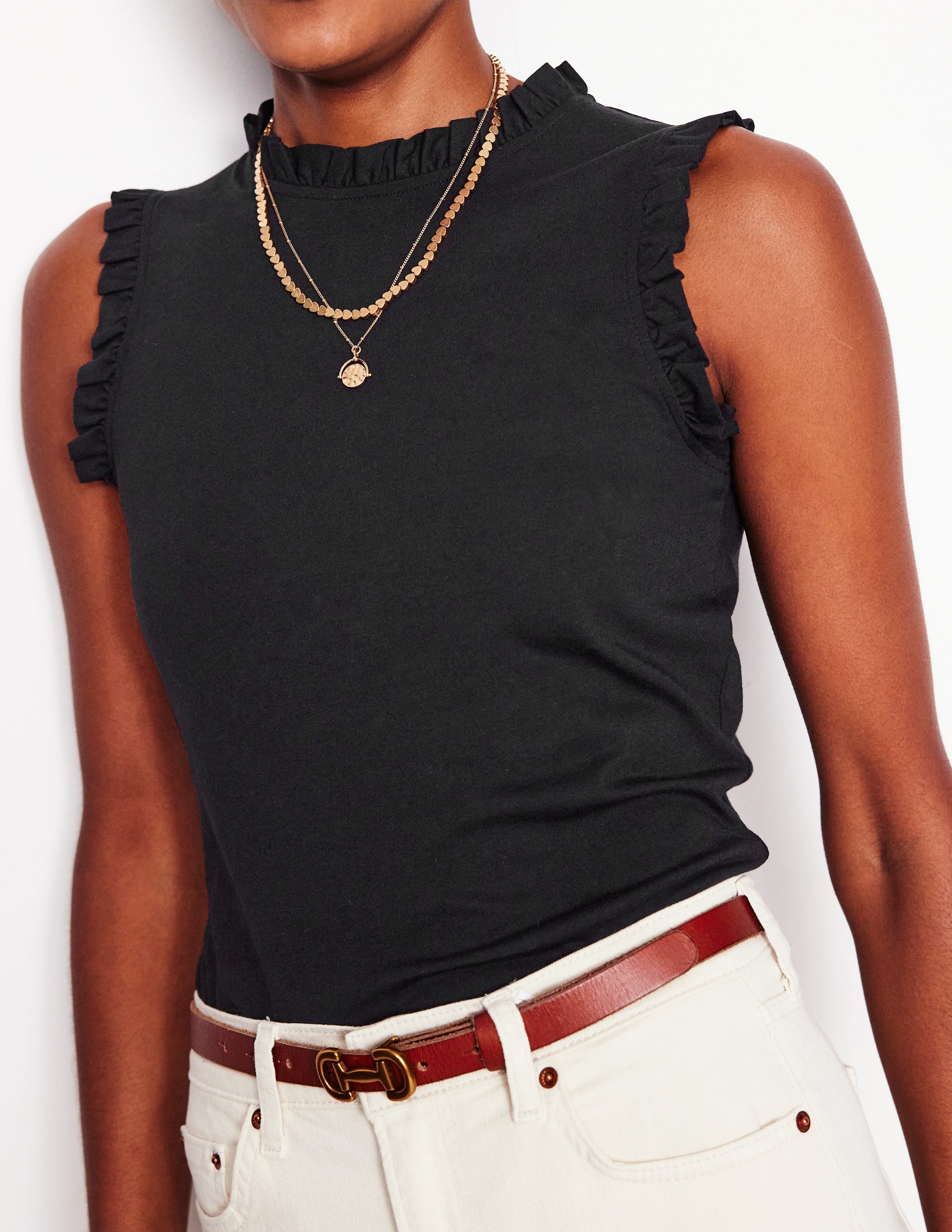 Supersoft Frill Detail Vest-Black - Image 2