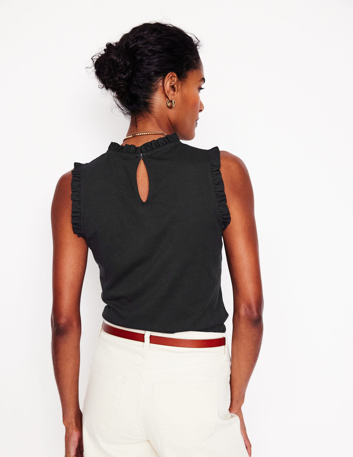 Supersoft Frill Detail Vest-Black - Image 3