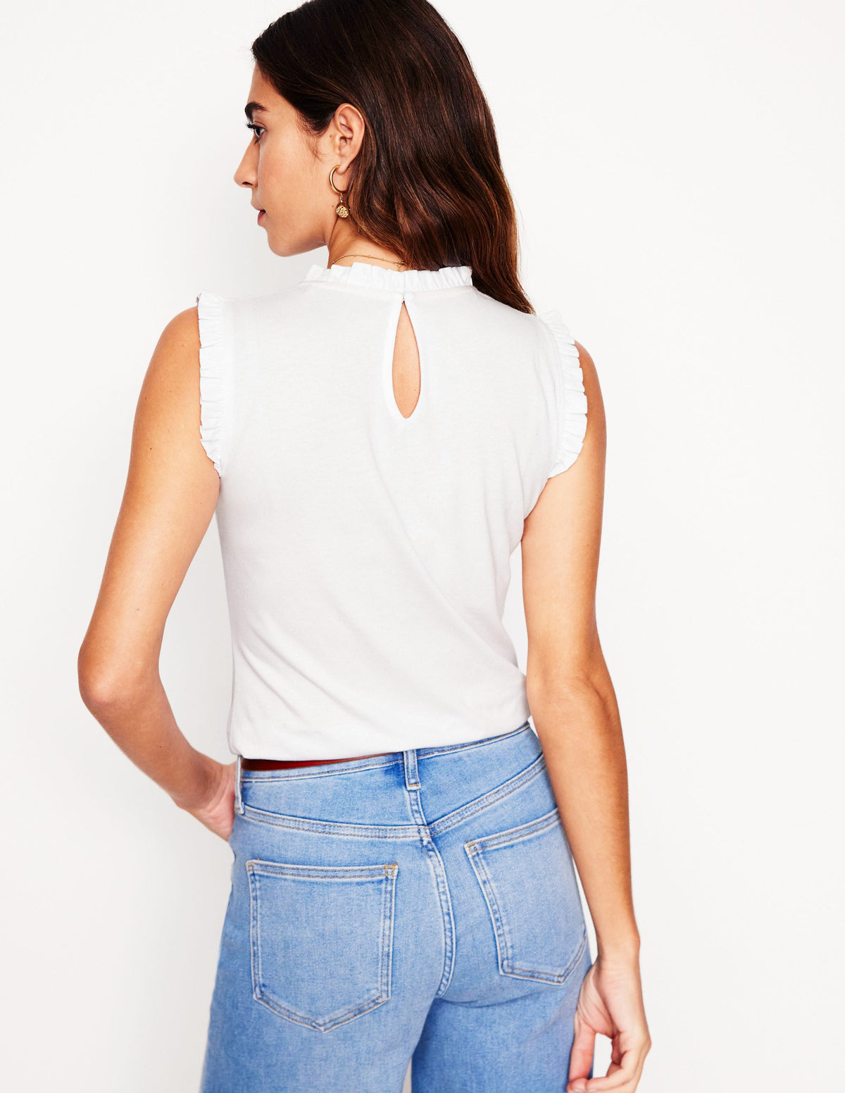 Supersoft Frill Detail Vest-White - Image 3