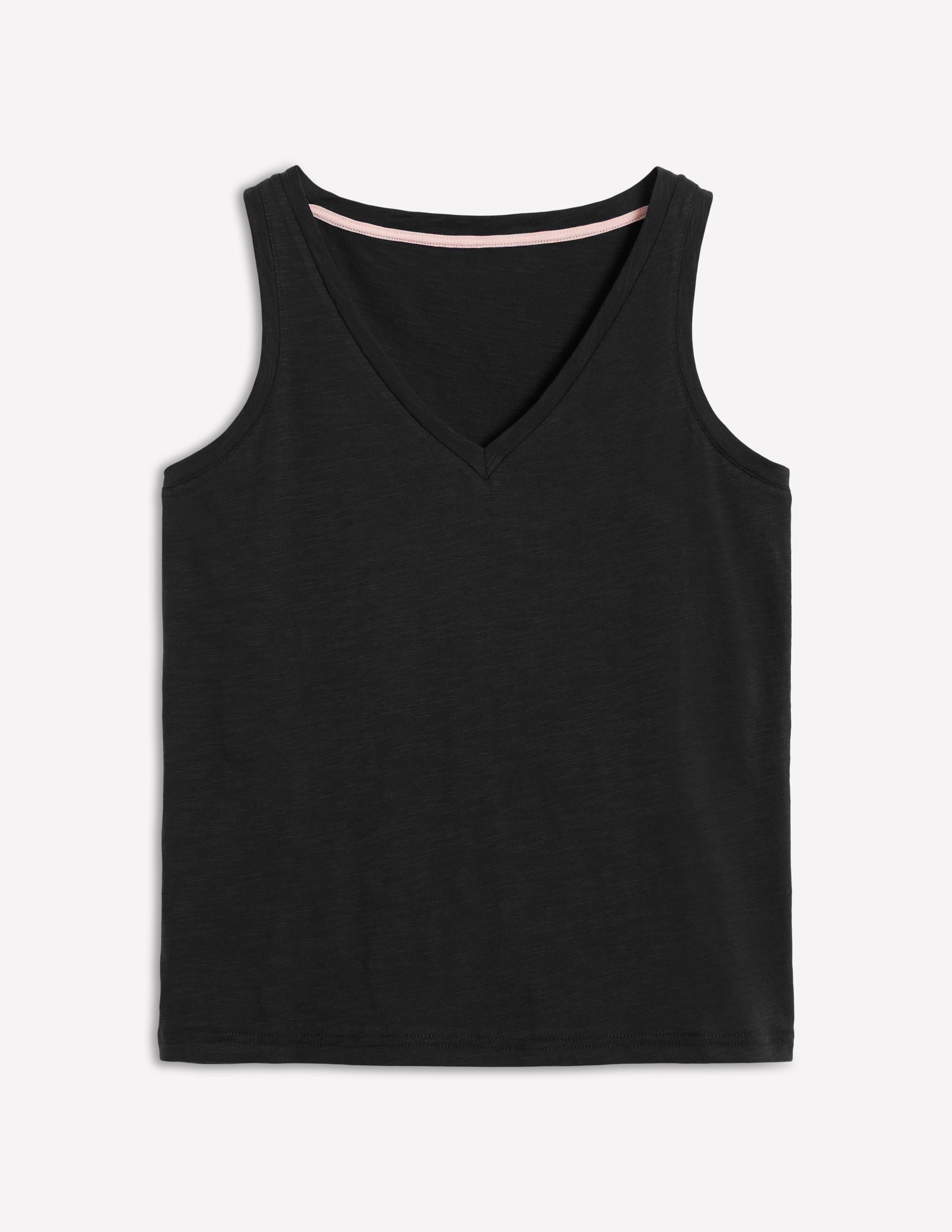 Regular V-Neck Slub Tank-Black - Image 5