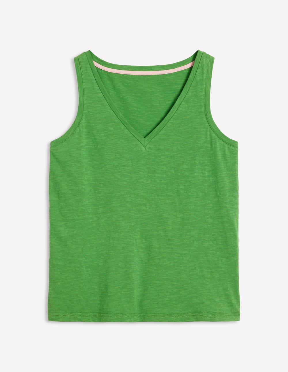 Regular V-Neck Slub Tank-Paradise Green-5