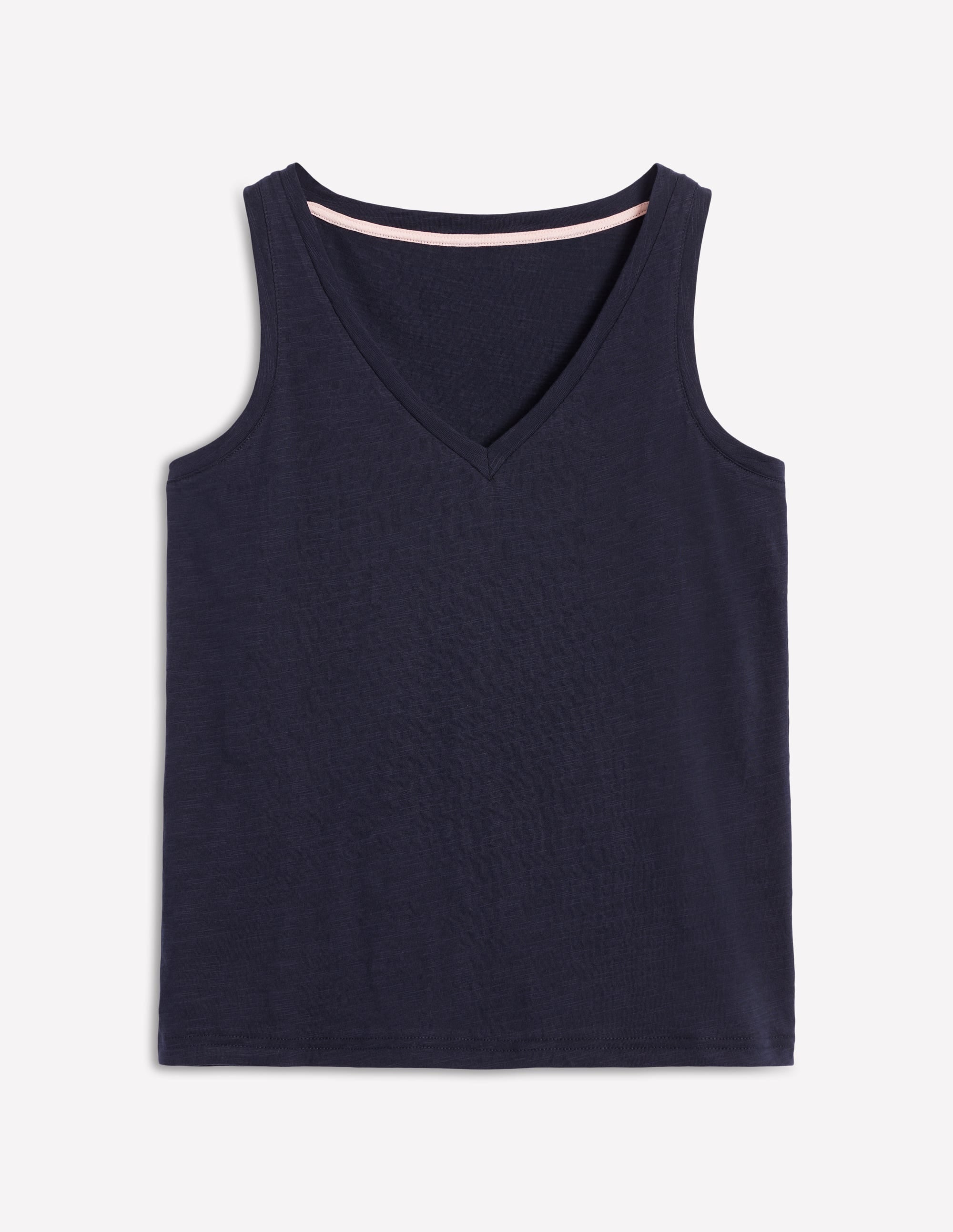 Regular V-Neck Slub Tank-Navy - Image 5
