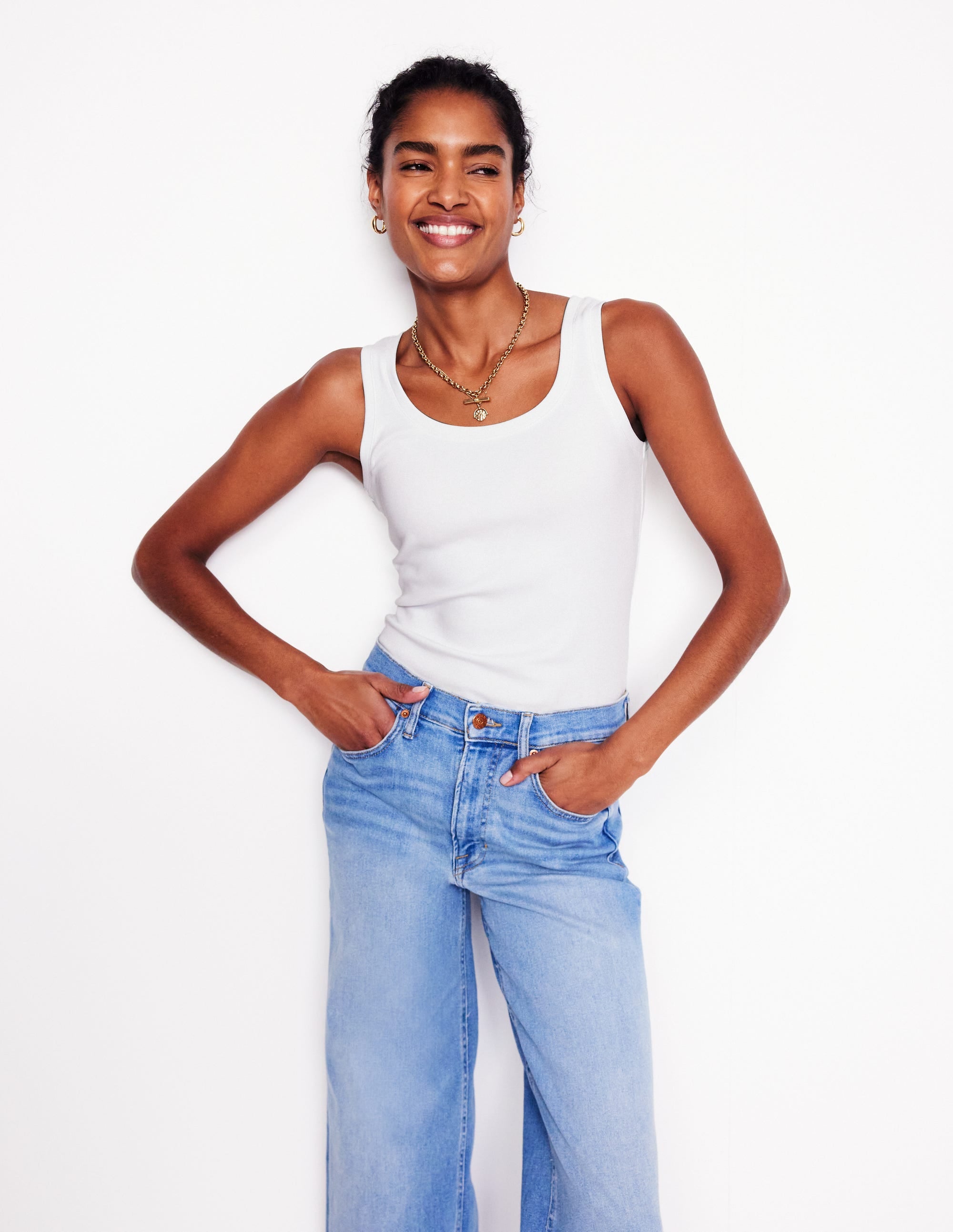 Essential Scoop-Neck Tank-White - Image 1
