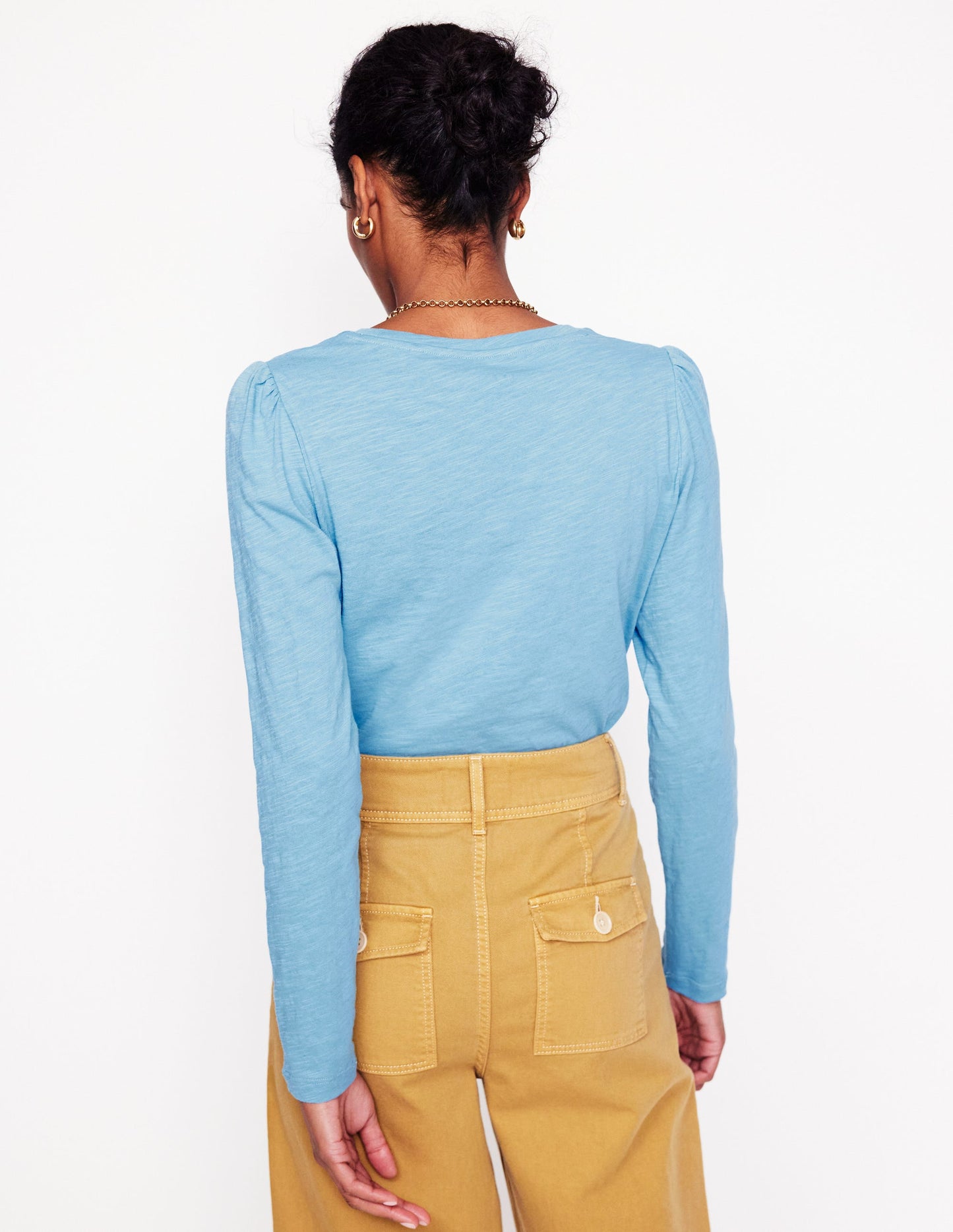 Cotton Crew Long Sleeve Top-Duck Egg Blue