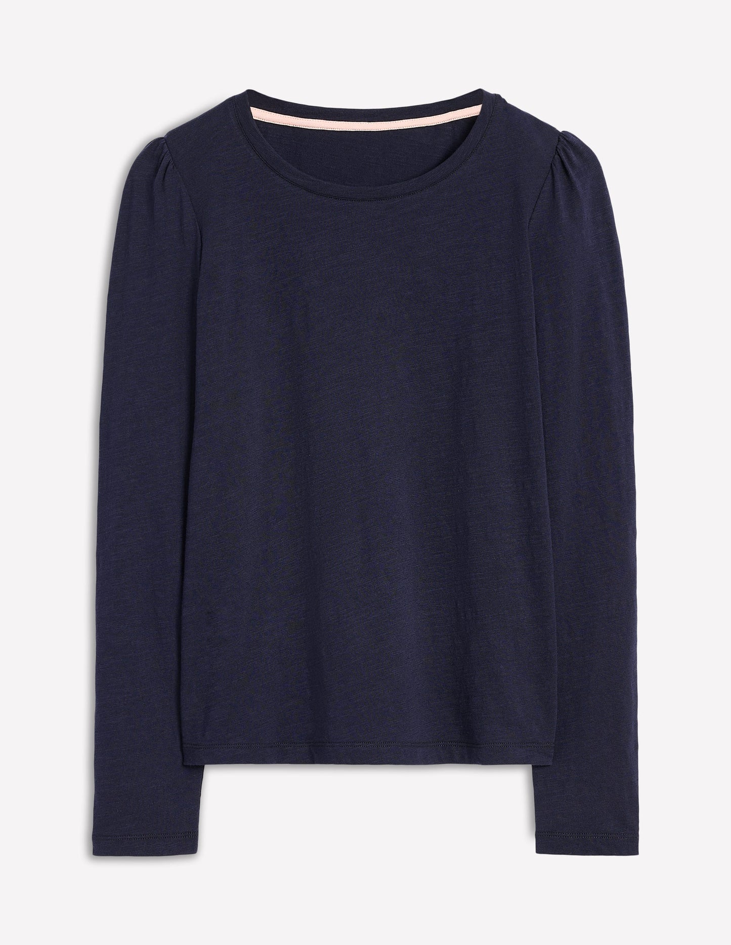 Cotton Crew Long Sleeve Top-Navy