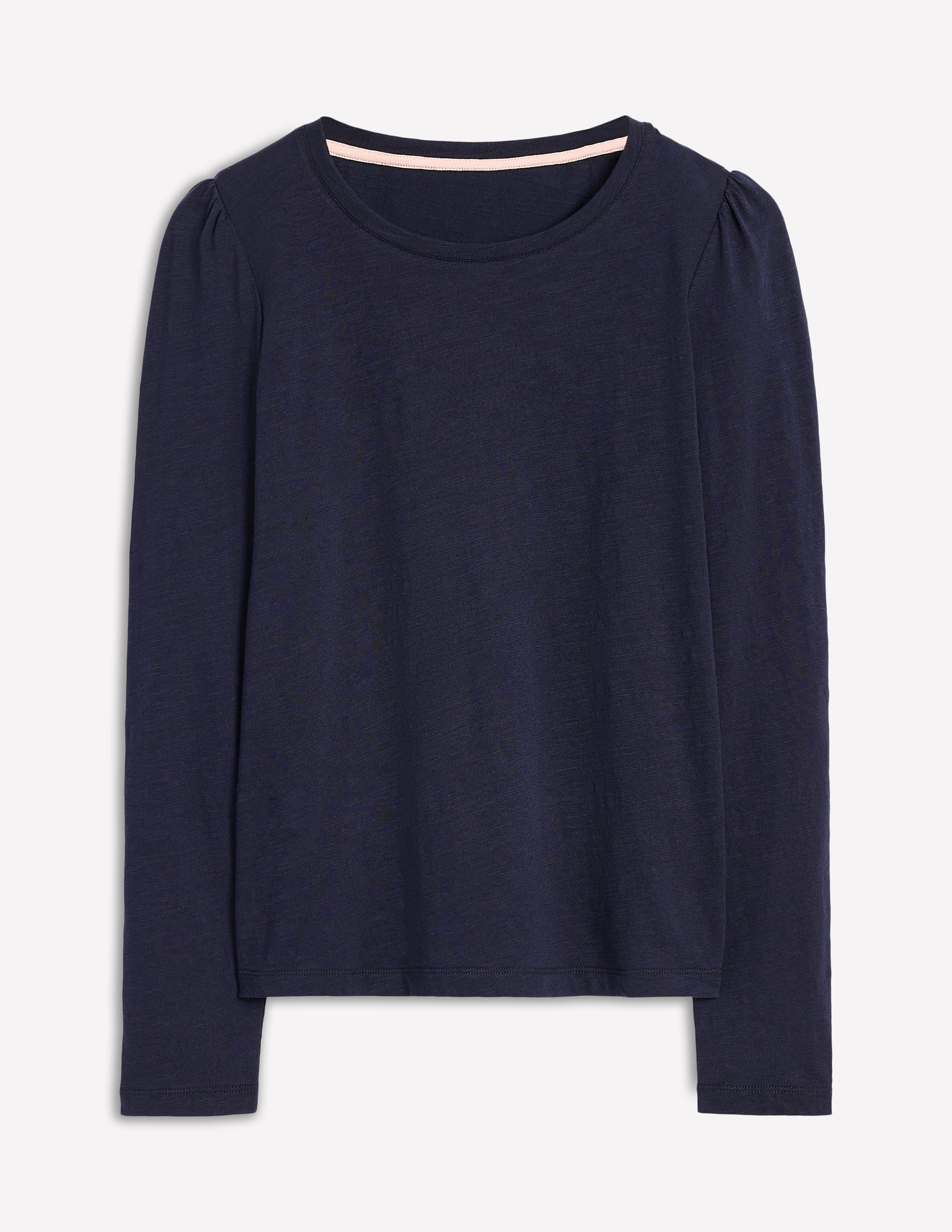 Cotton Crew Long Sleeve Top-Navy - Image 6