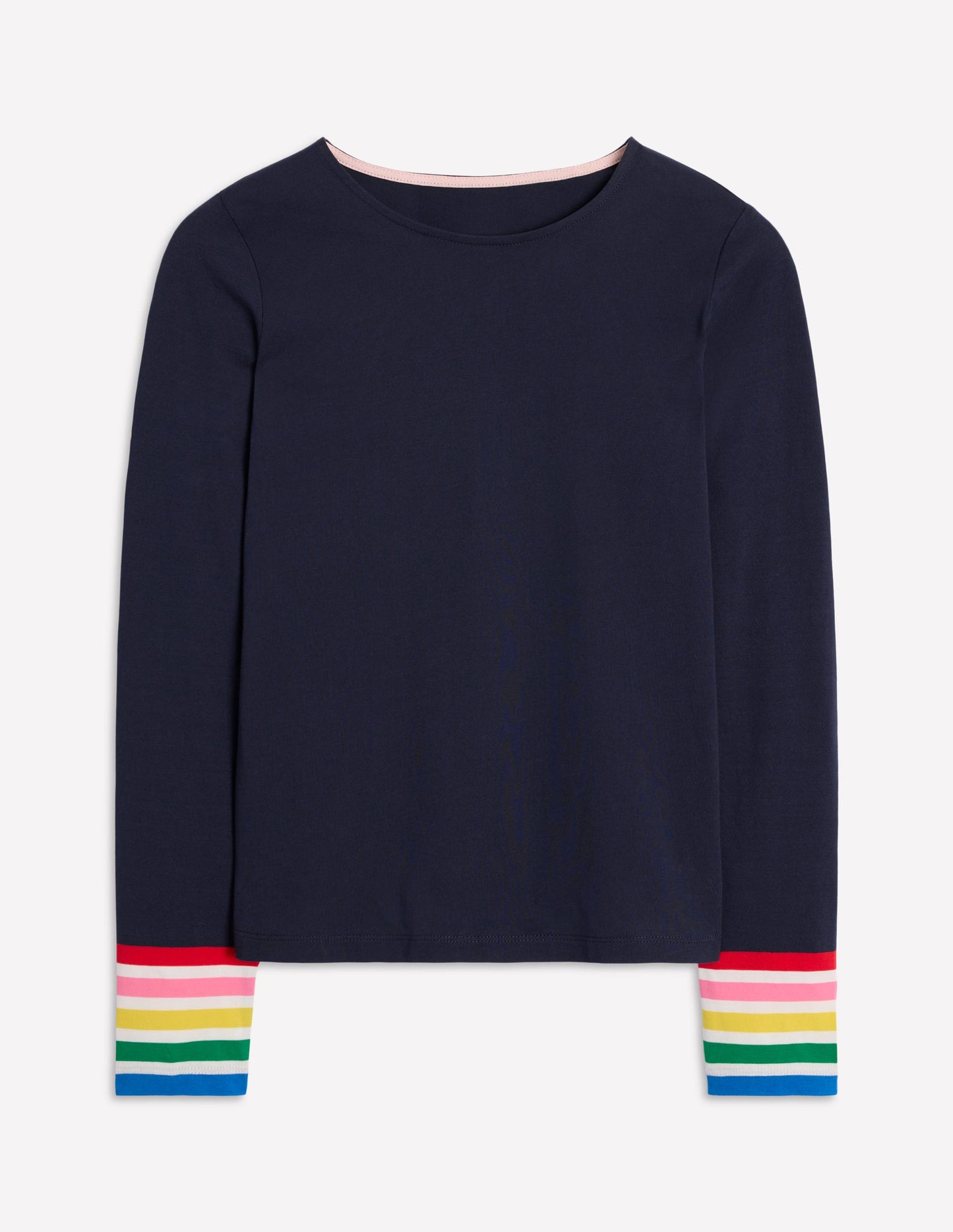 Stripe Cuff Top-Navy Rainbow Stripe Cuff