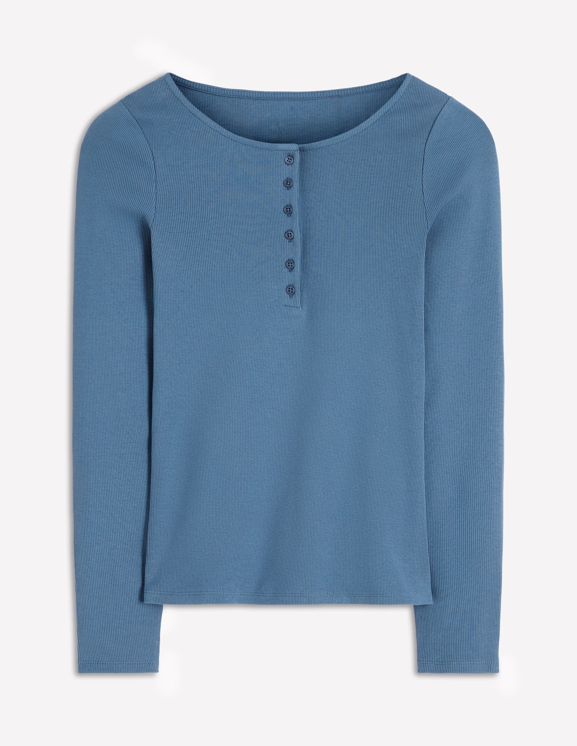 Rib Henley-Sailor Blue - Image 4