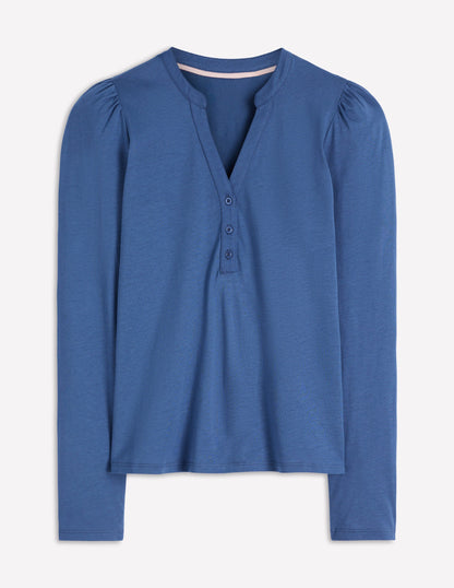 Supersoft Open Neck Henley-True Navy-5