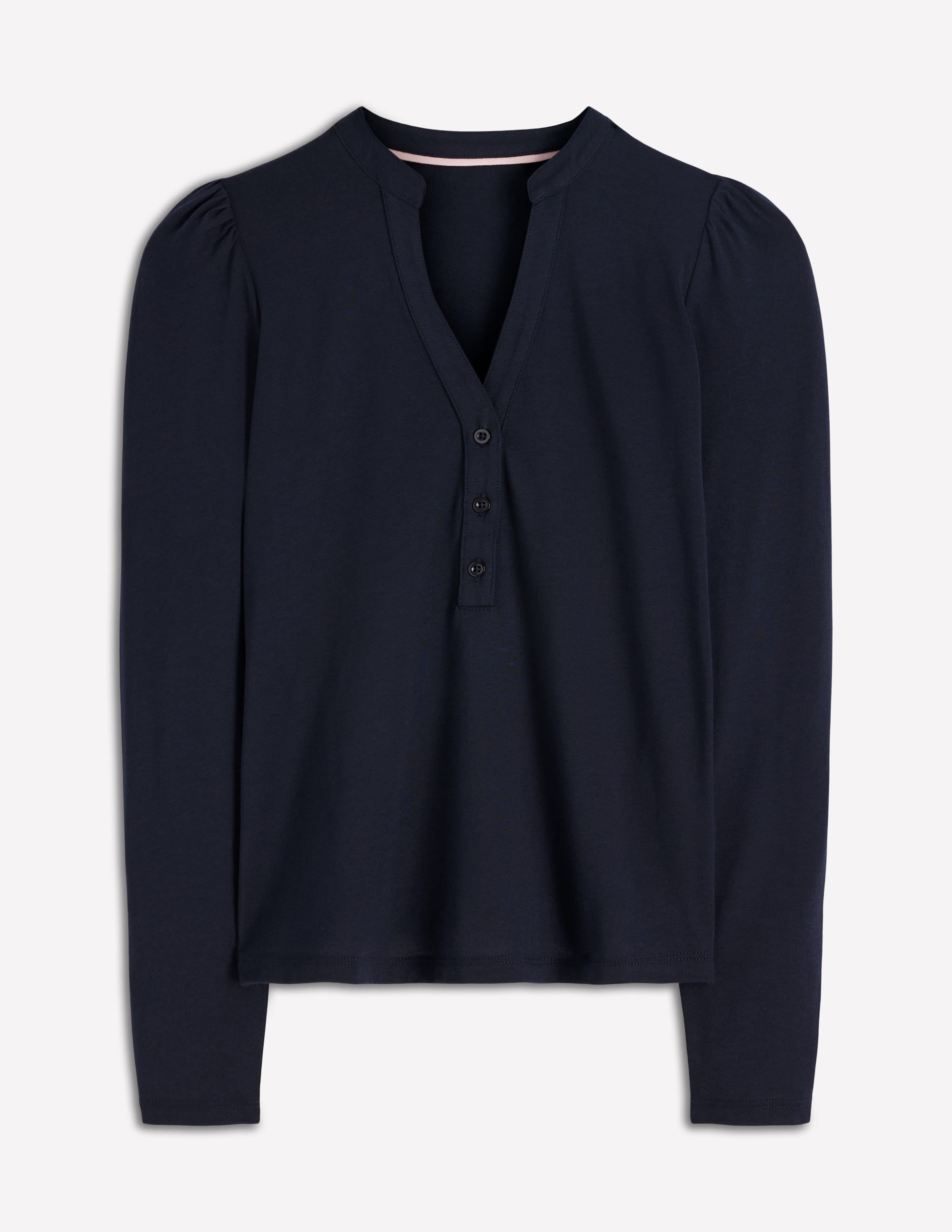 Supersoft Open Neck Henley-Navy - Image 5