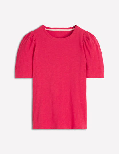 Pleat Sleeve T-shirt-Virtual Pink-5