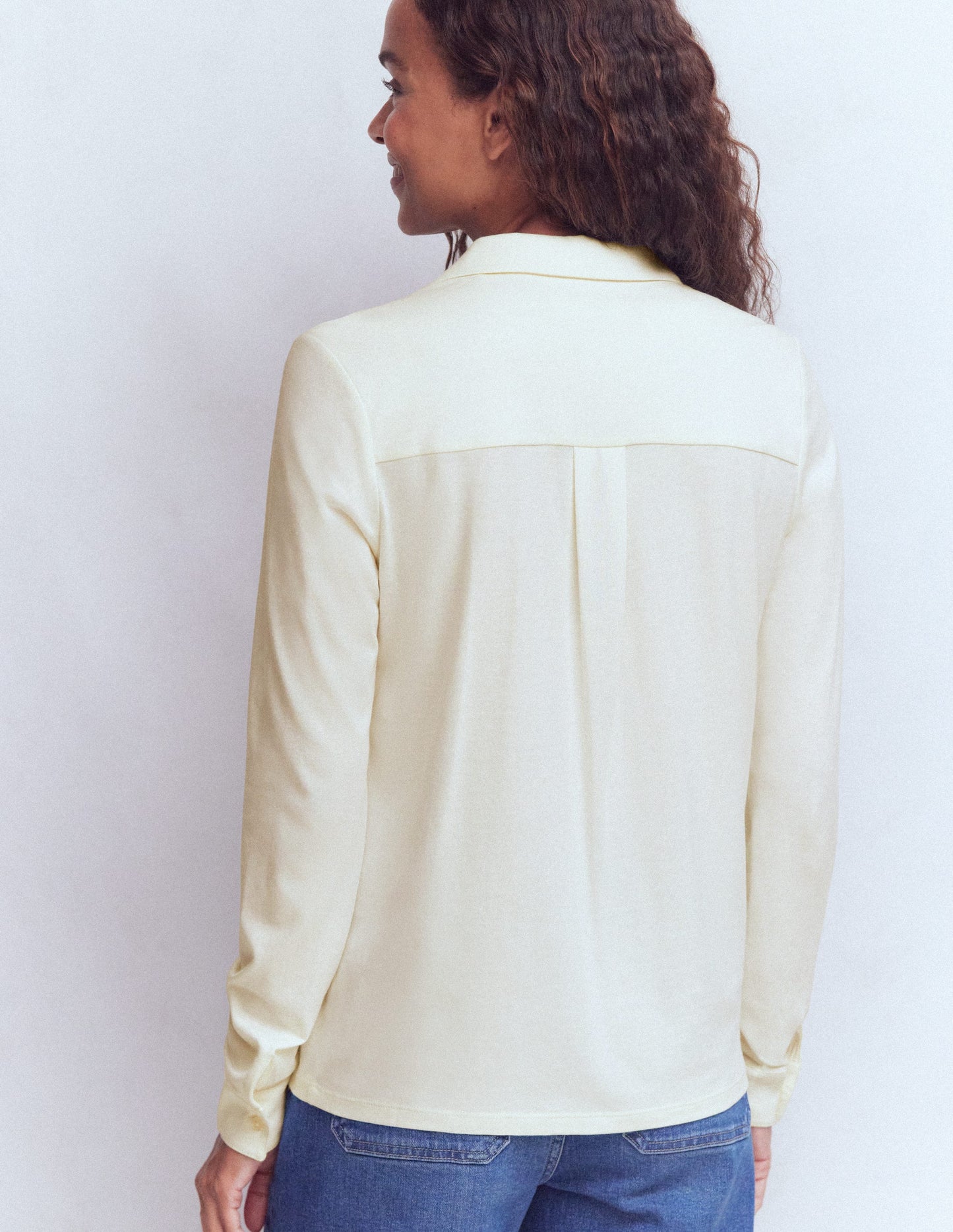 Trim Detail Jersey Shirt-Ivory