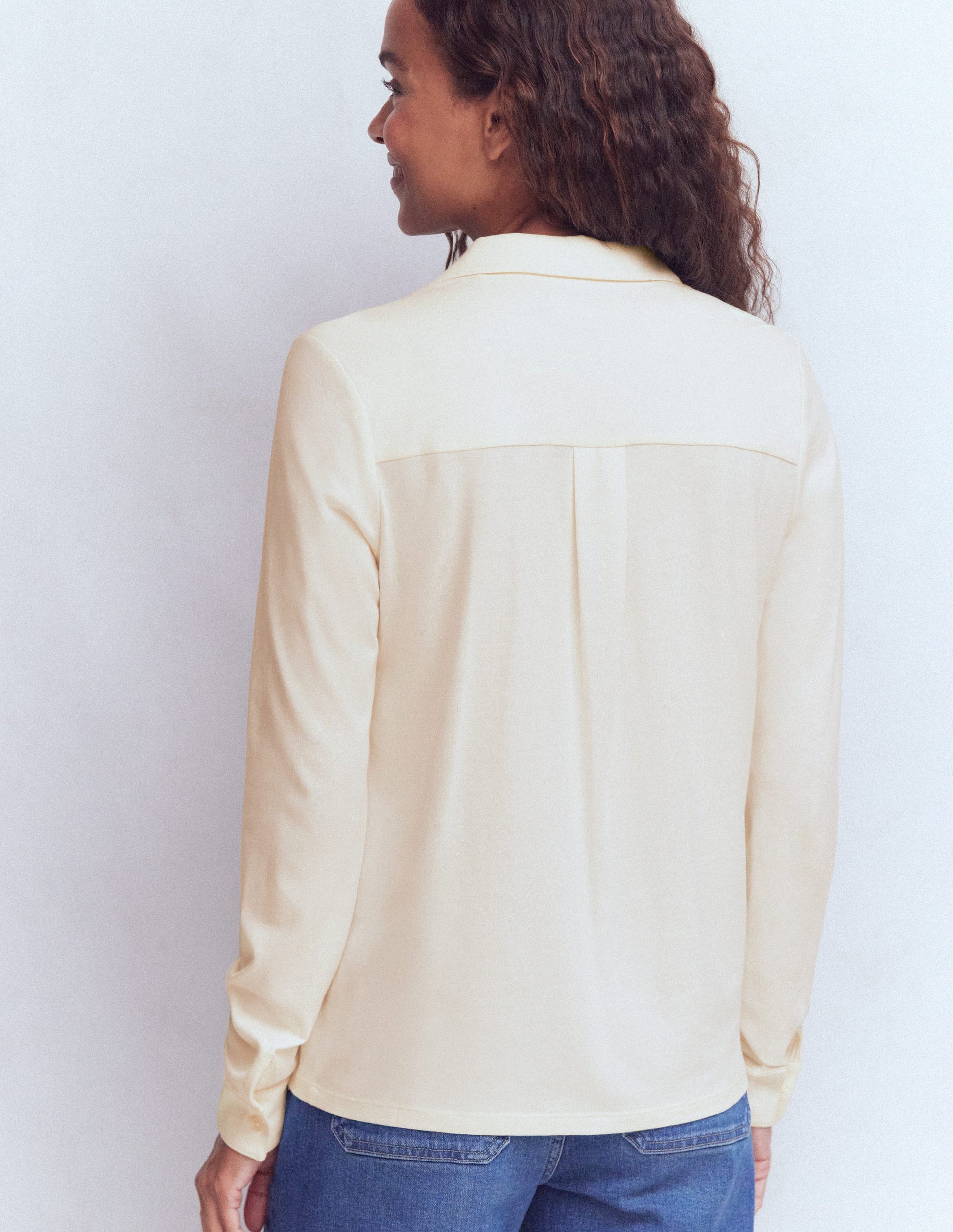 Trim Detail Jersey Shirt-Ivory-3