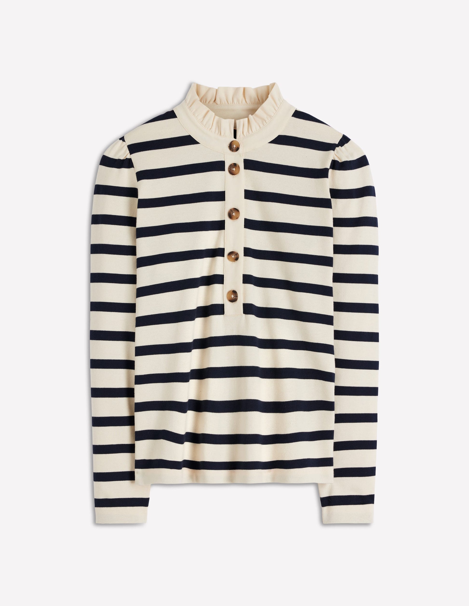 Ruffle Collar Mariner-Ivory and Navy Stripe-7